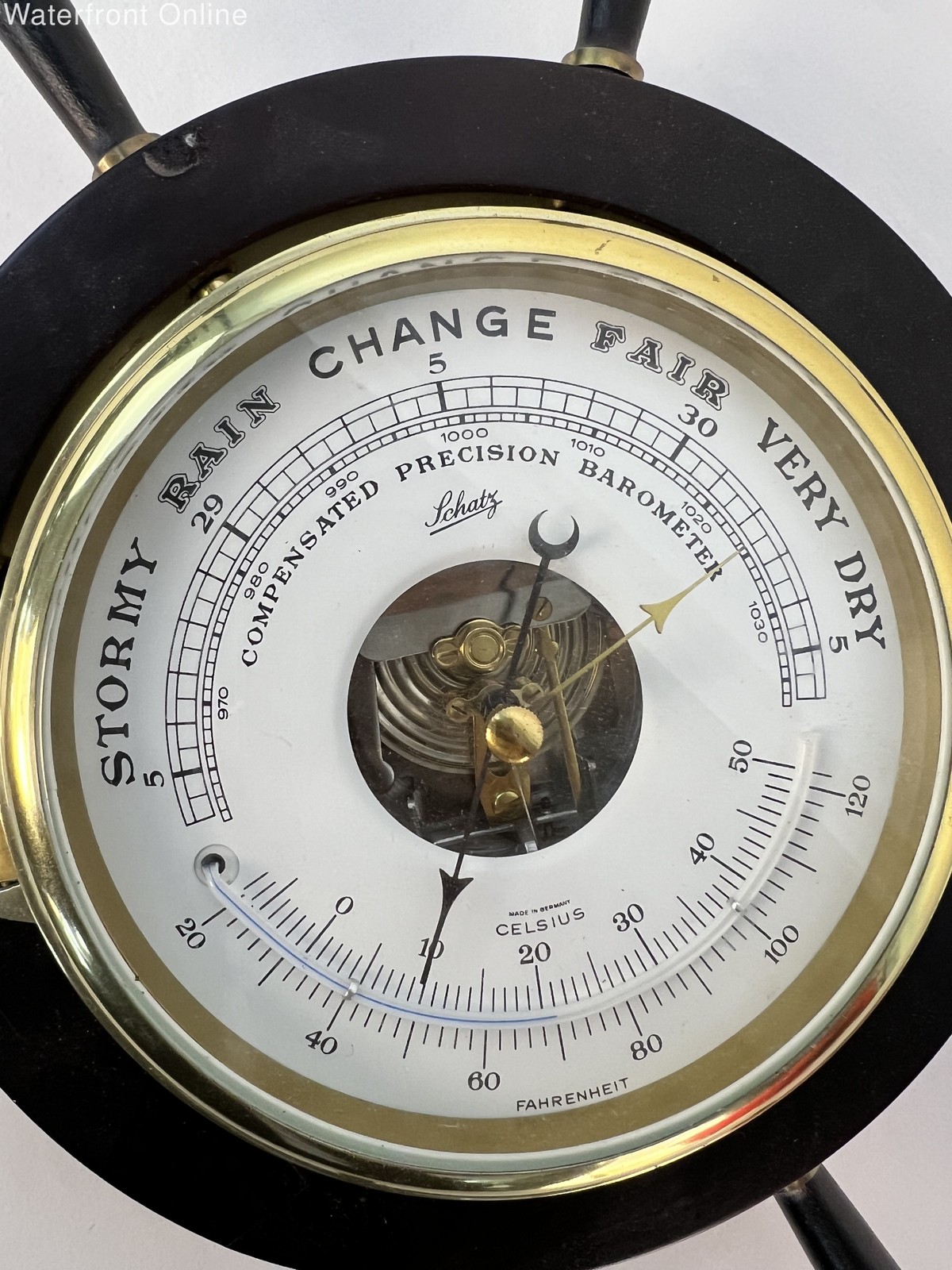 Vintage Schatz German Royal Mariner Compensated Barometer Thermometer Nautical