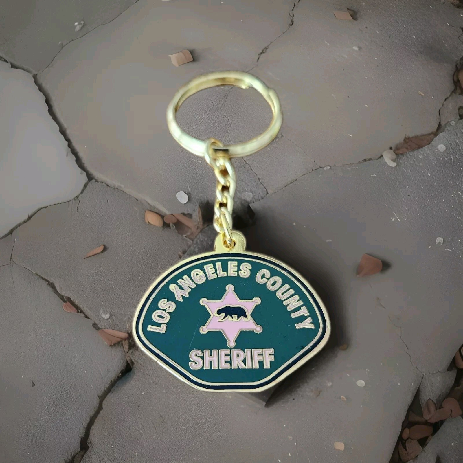 Los Angeles Sheriff Department Pink Patch Metal Keychain