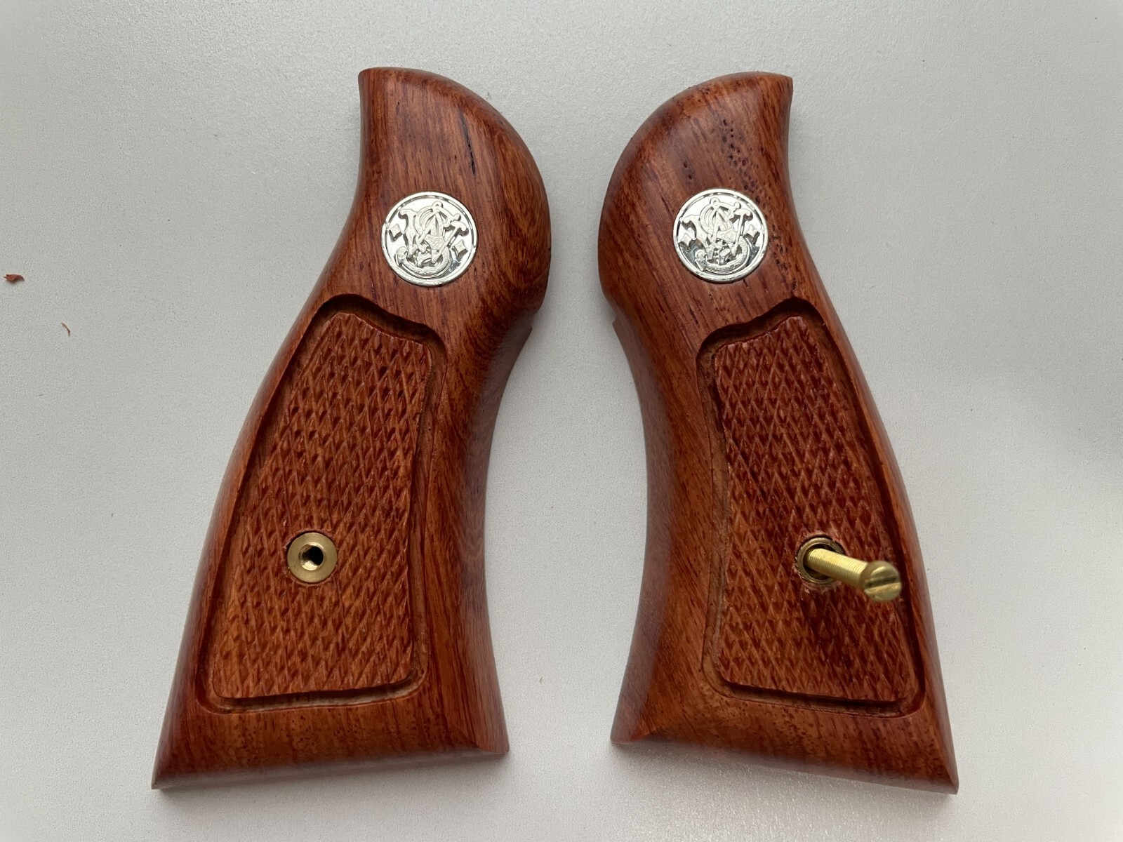 CLASSIC PANEL  wood Grip For S&W N Frame Square Butt Checker Handmade