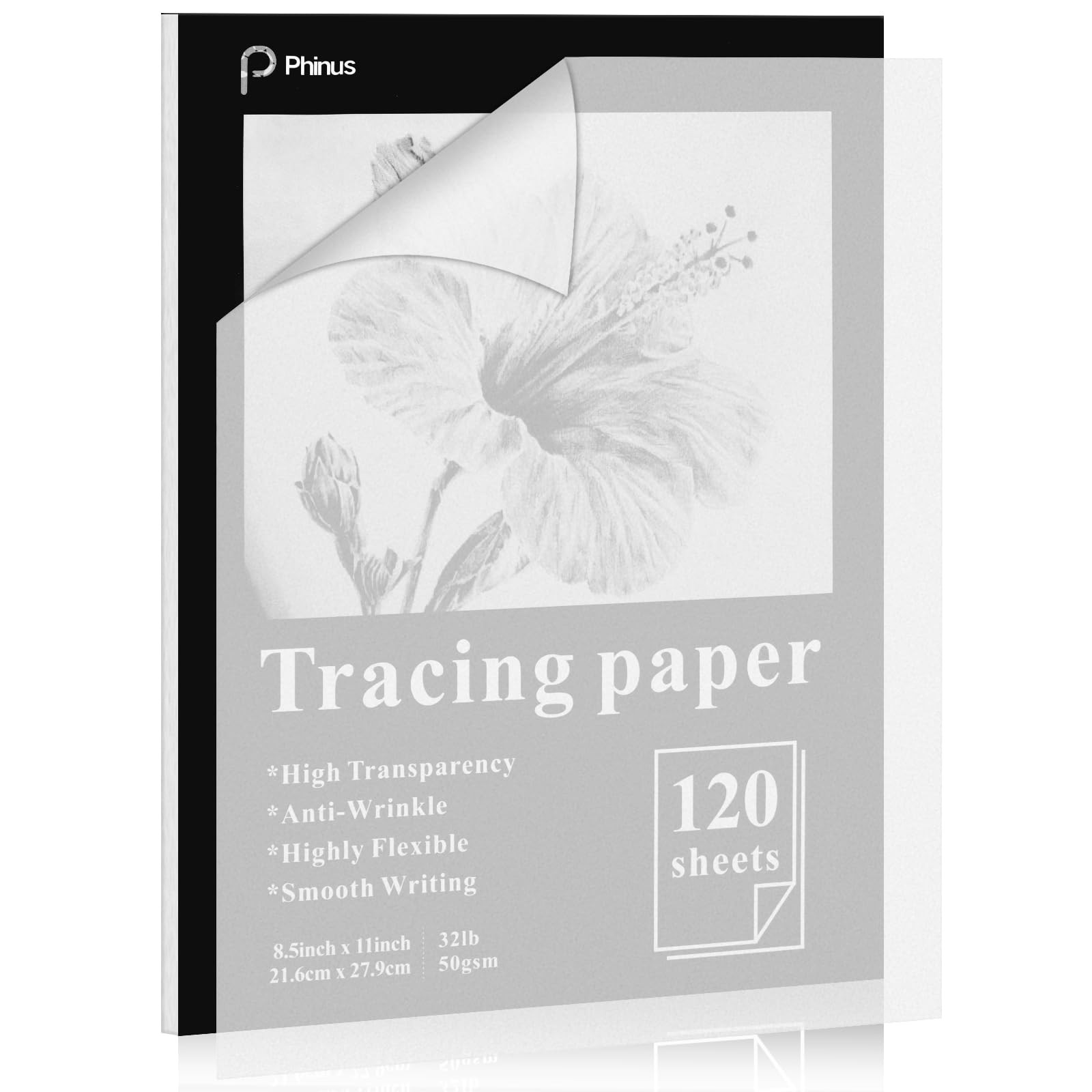 120 Sheets Tracing Paper for Drawing, 8.5”x 11” Trace Paper, Translucent Vell...