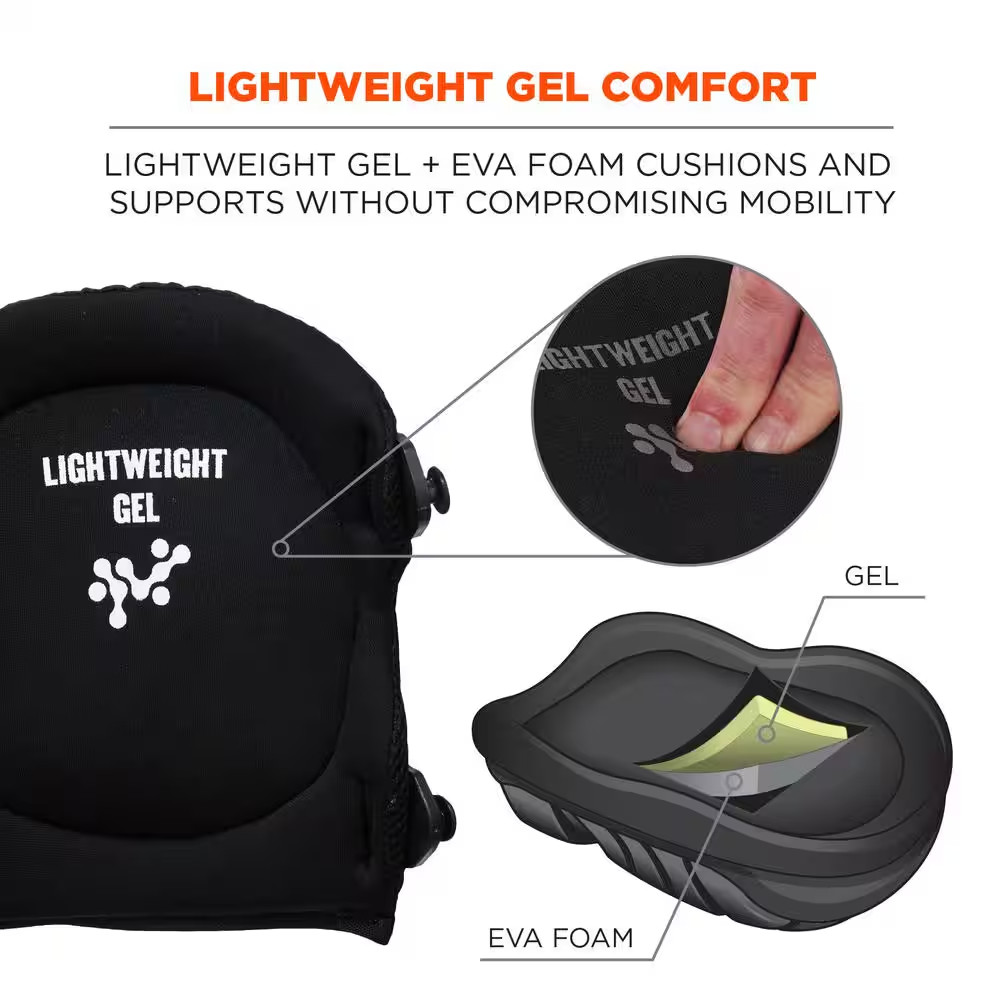 Black Short Cap Lightweight Gel Knee Pads