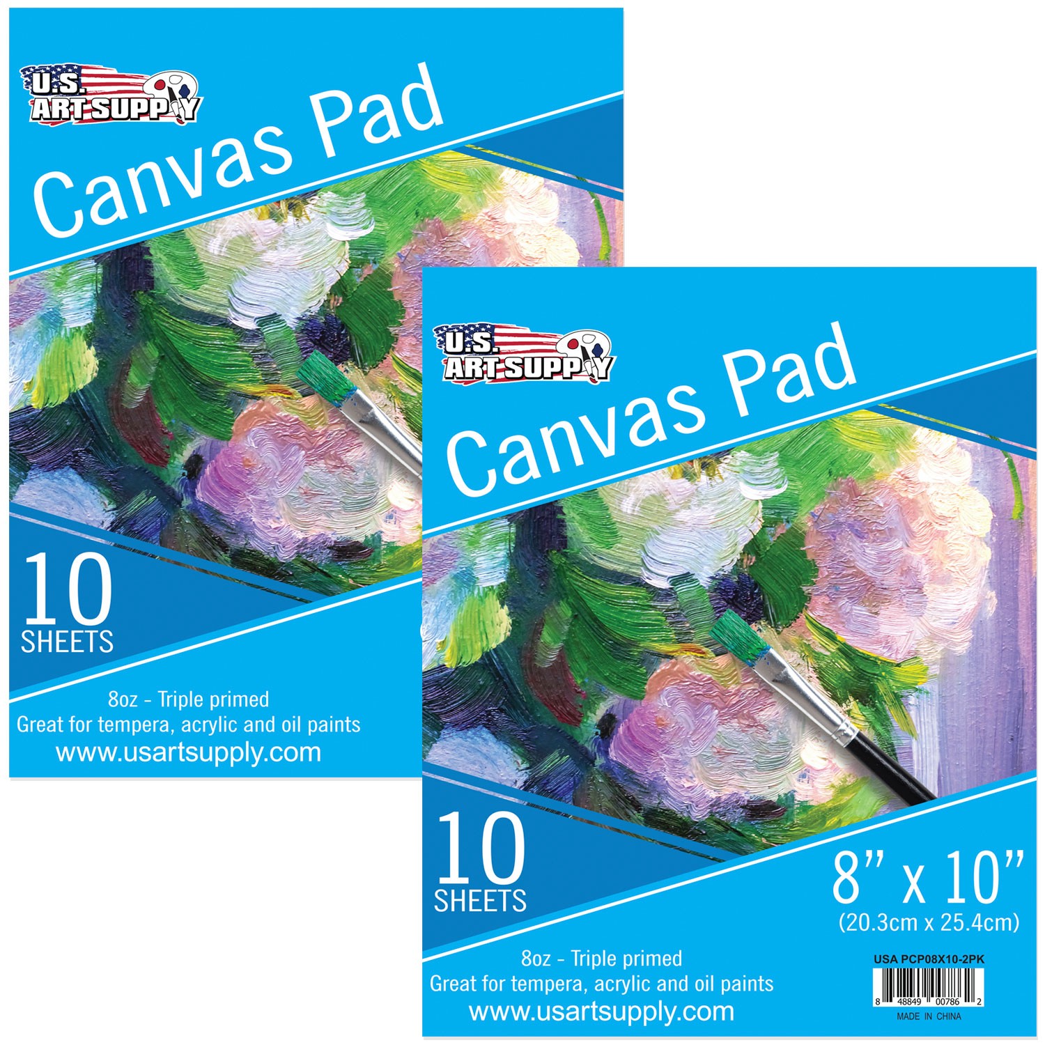 8" x 10" 10-Sheet 8-Ounce Triple Primed Acid-Free Canvas Paper Pad (2 Pads)