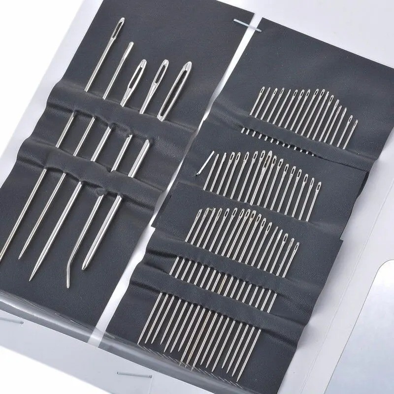 55 Pieces Stainless Steel Big Eye Hand Sewing Needles Set with Different Sizes f