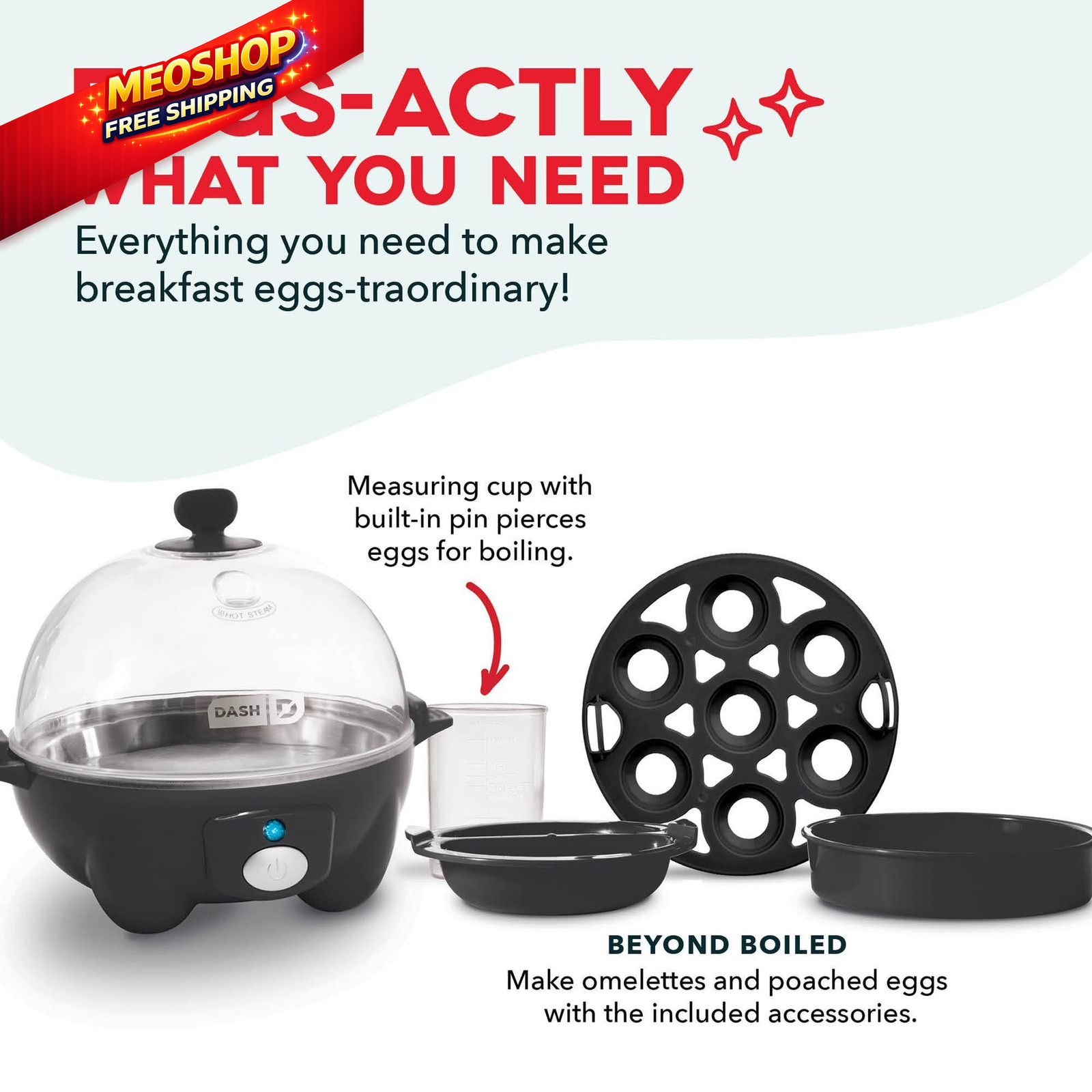Dash Rapid Egg Cooker - Boiler, Poacher & Steamer - Includes 7 Eggs, Black