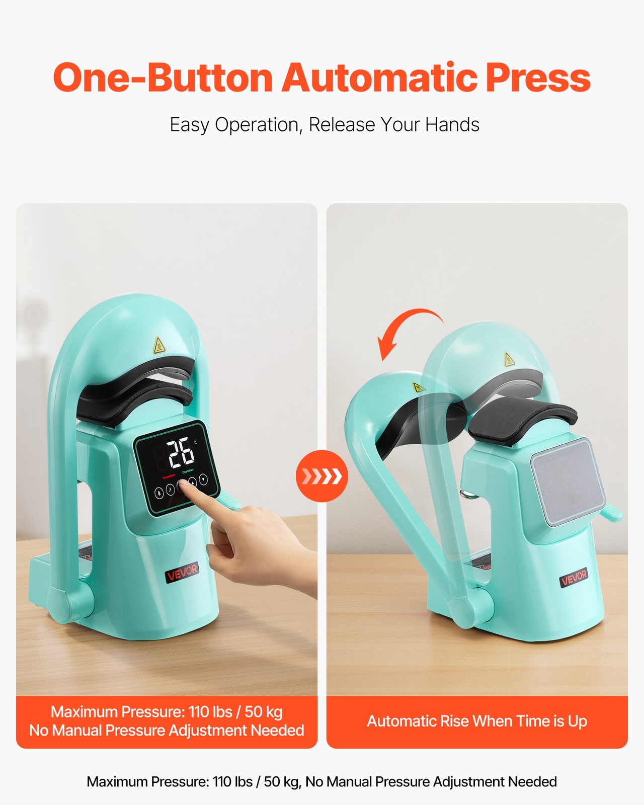 VEVOR Auto Hat Heat Press Machine with 2pcs Interchangeable Platens Touchscreen