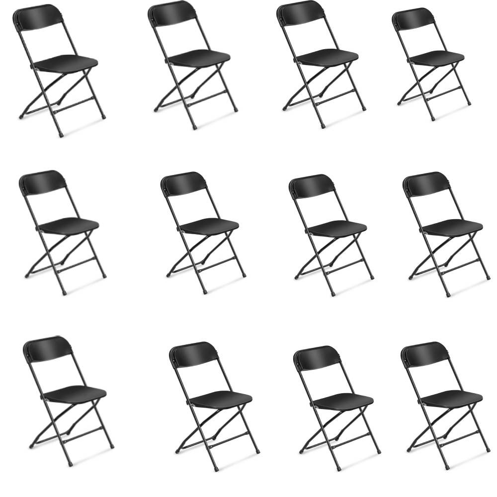 12PCS Folding Plastic Chair Wedding Party Outdoor Indoor 360LBS Capacity Black
