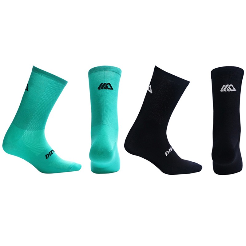 2 Pairs Cycling Socks Pro Road Riding Bicycle Bike Sports Ankle Sock Black Green
