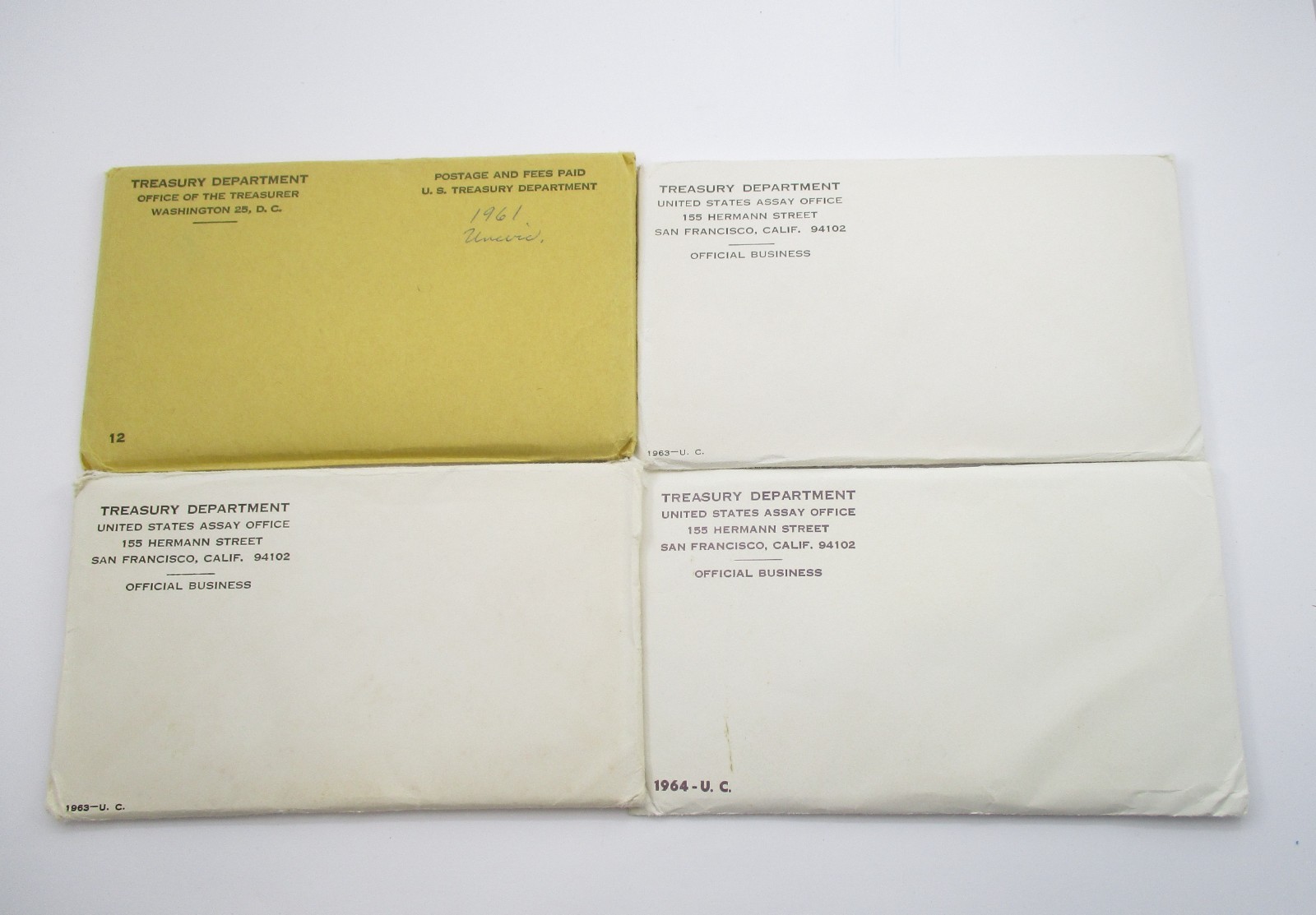 Lot of 4 Sets 1961 2-1963 1964 US 90% Silver Mint Sets in OGP
