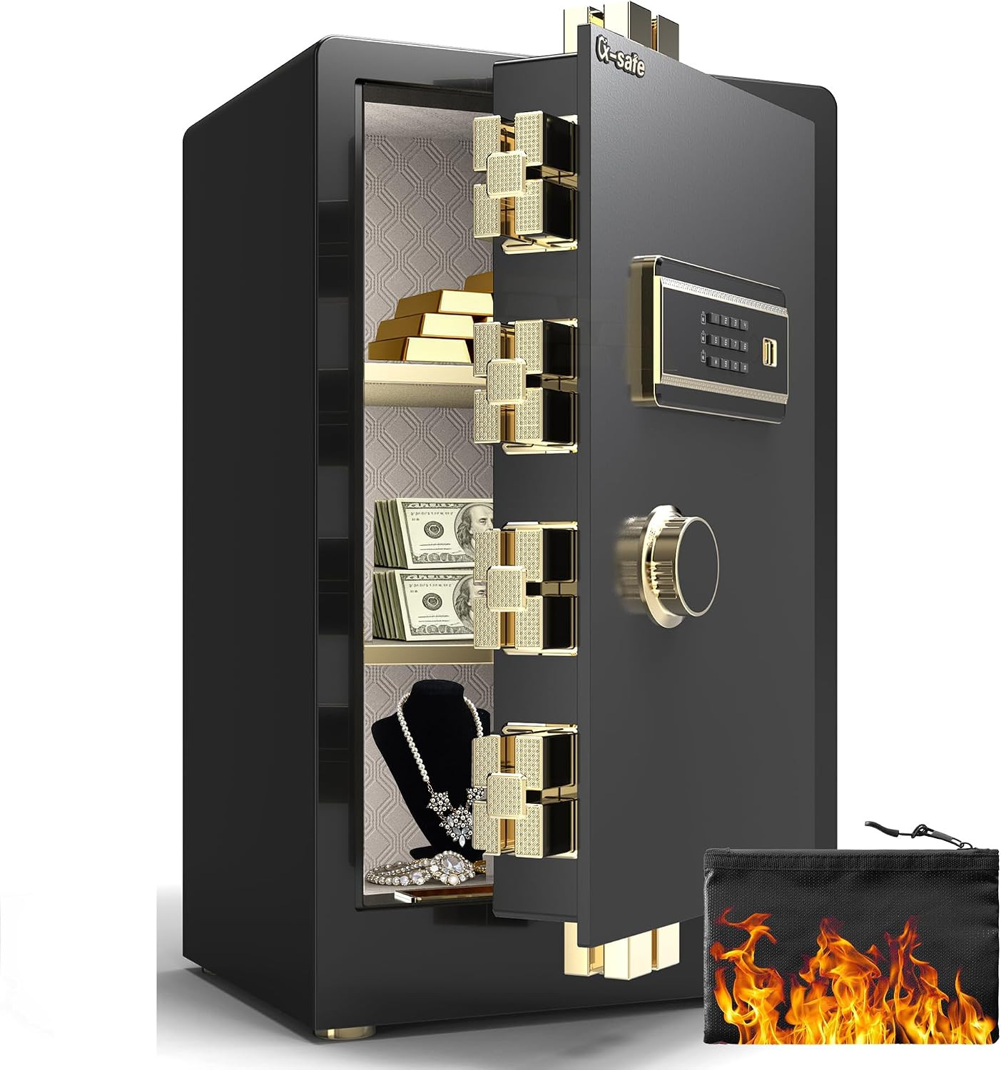 Fireproof Safe Box with Key & Digital Keypad, 3.0 Cubic Feet