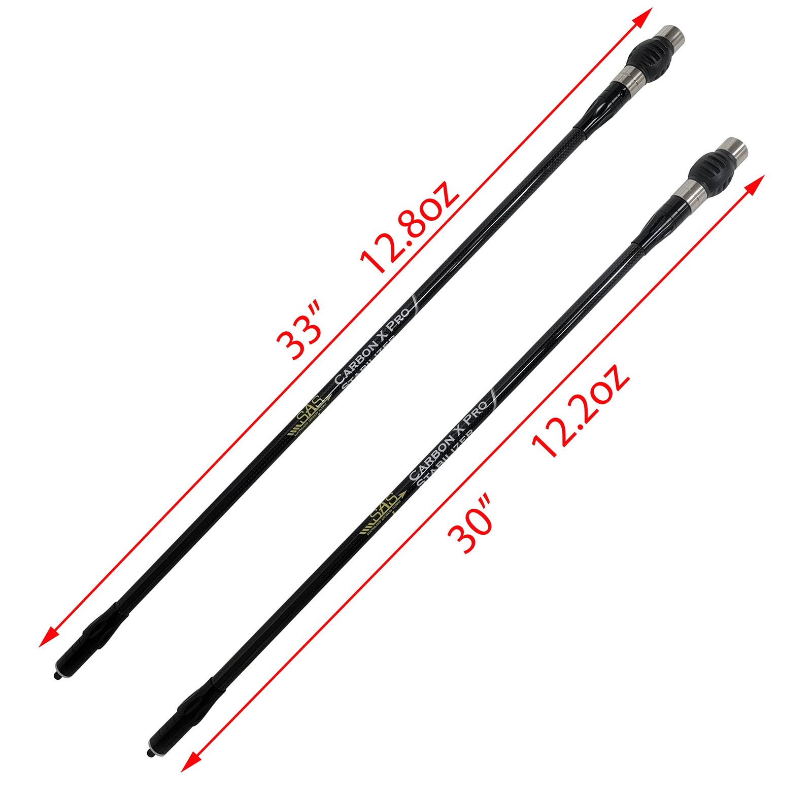 SAS Carbon X Pro Bow Stabilizer Main Bar for Compound Bows with Dampener and ...