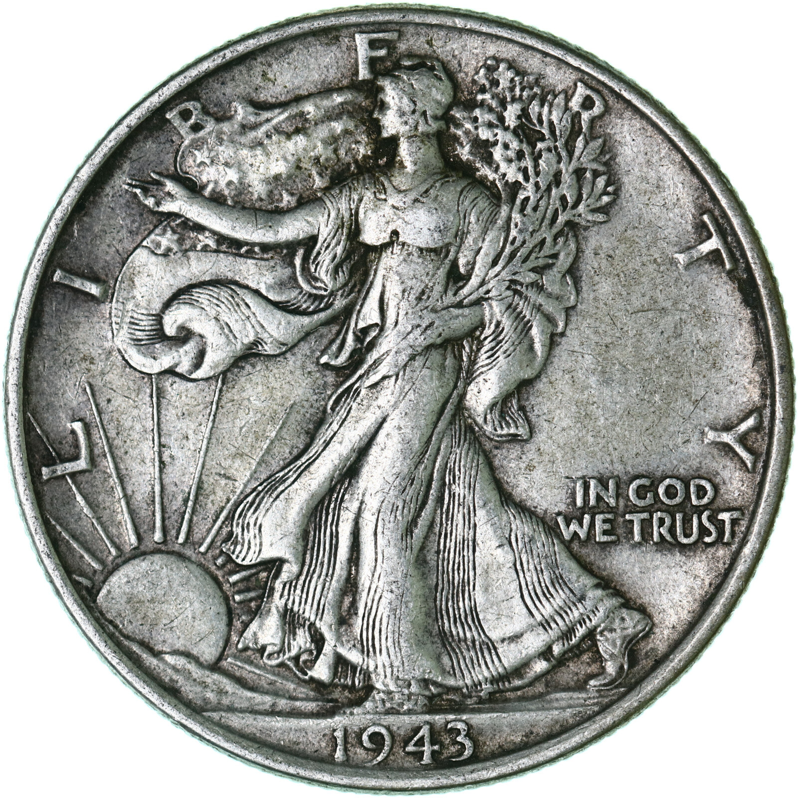 1943 (P) Walking Liberty Half Dollar 90% Silver Extra Fine XF