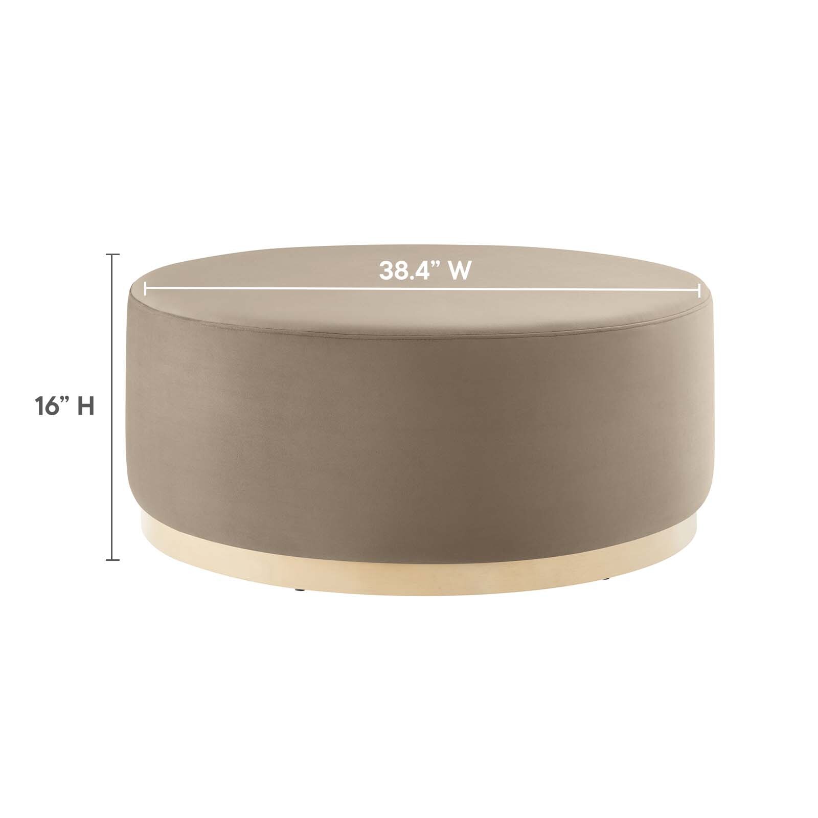 Modway Large 38" Round Performance Velvet Upholstered Ottoman