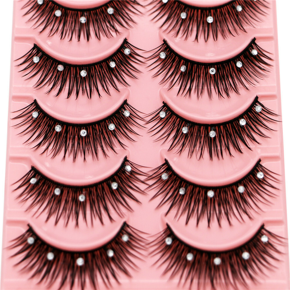10Pairs Rhinestone glitter Cosplay False Eyelashes Thick false eyelashes 817#