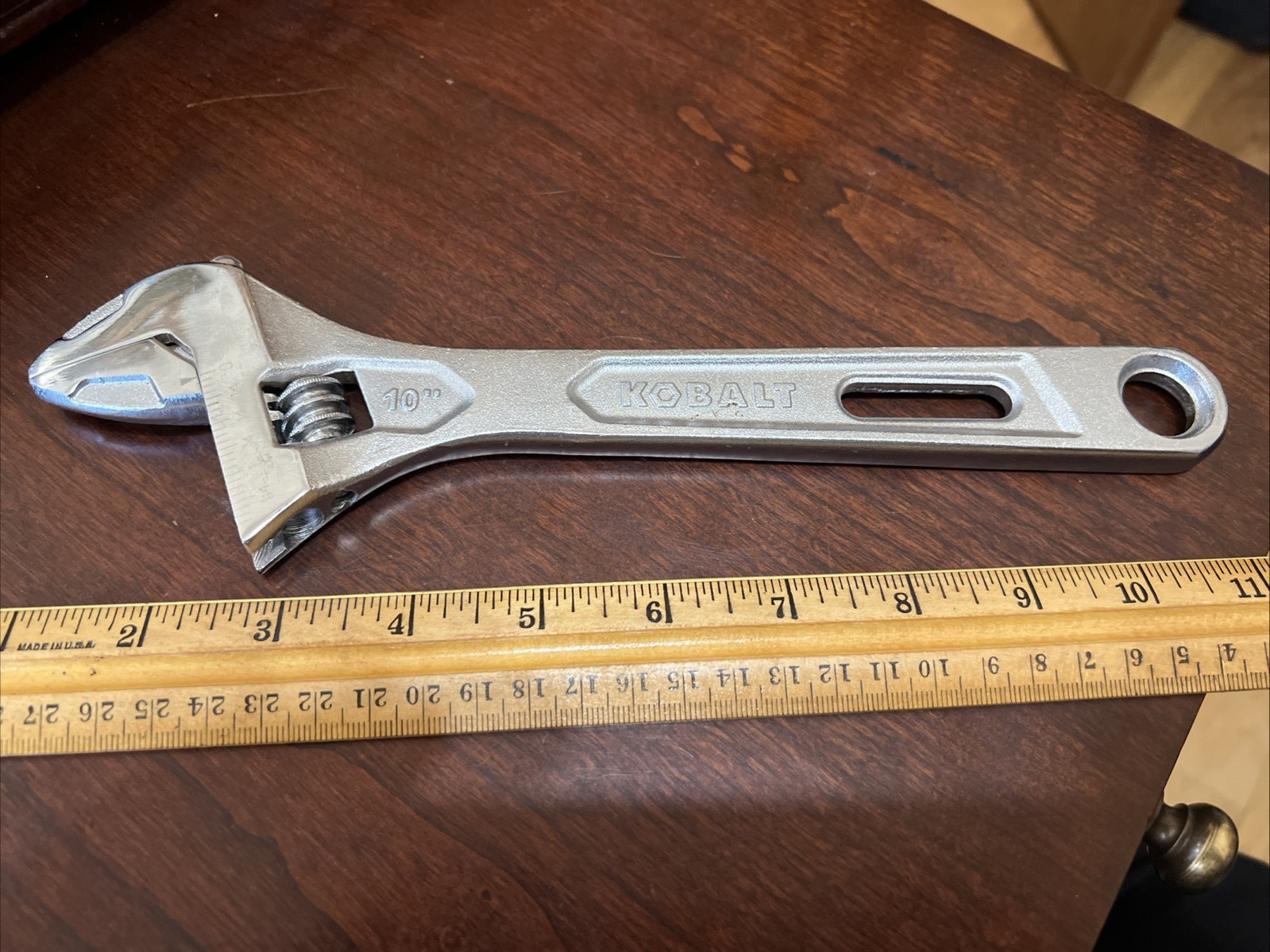 Kobalt 10” Adjustable Wrench Extra Wide Opening Jaw 464608 1 3/16"