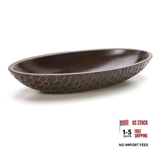 Honeycomb Wood Decor Bowl 14.3-Inch-Long Rustic Decorative Centerpiece Brown