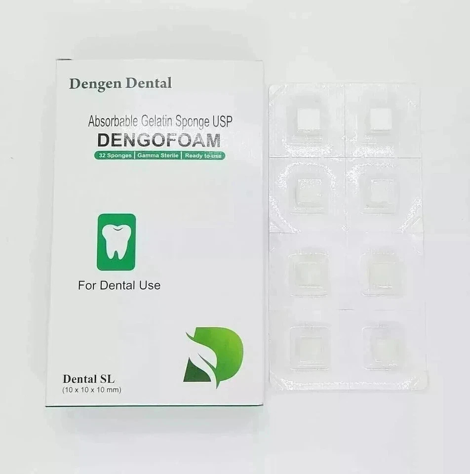 Dengen Dental Sterile Gelatine Hemostatic Sponge Gelfoam Cubes 32pc FREE SHIPING
