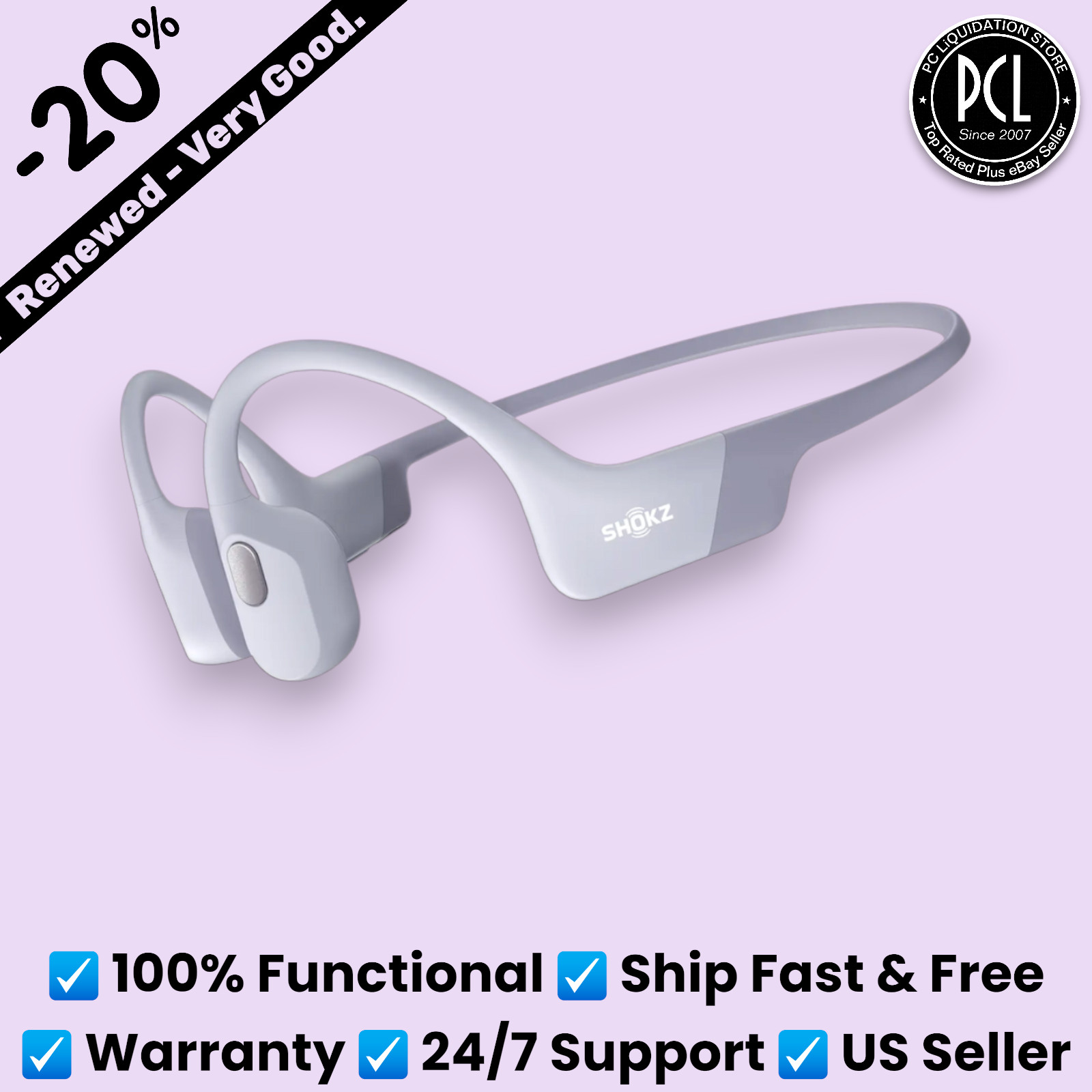 ✅ Shokz OpenRun Bone Conduction Headphones IP67 Waterproof 8h Battery - PURPLE ✅