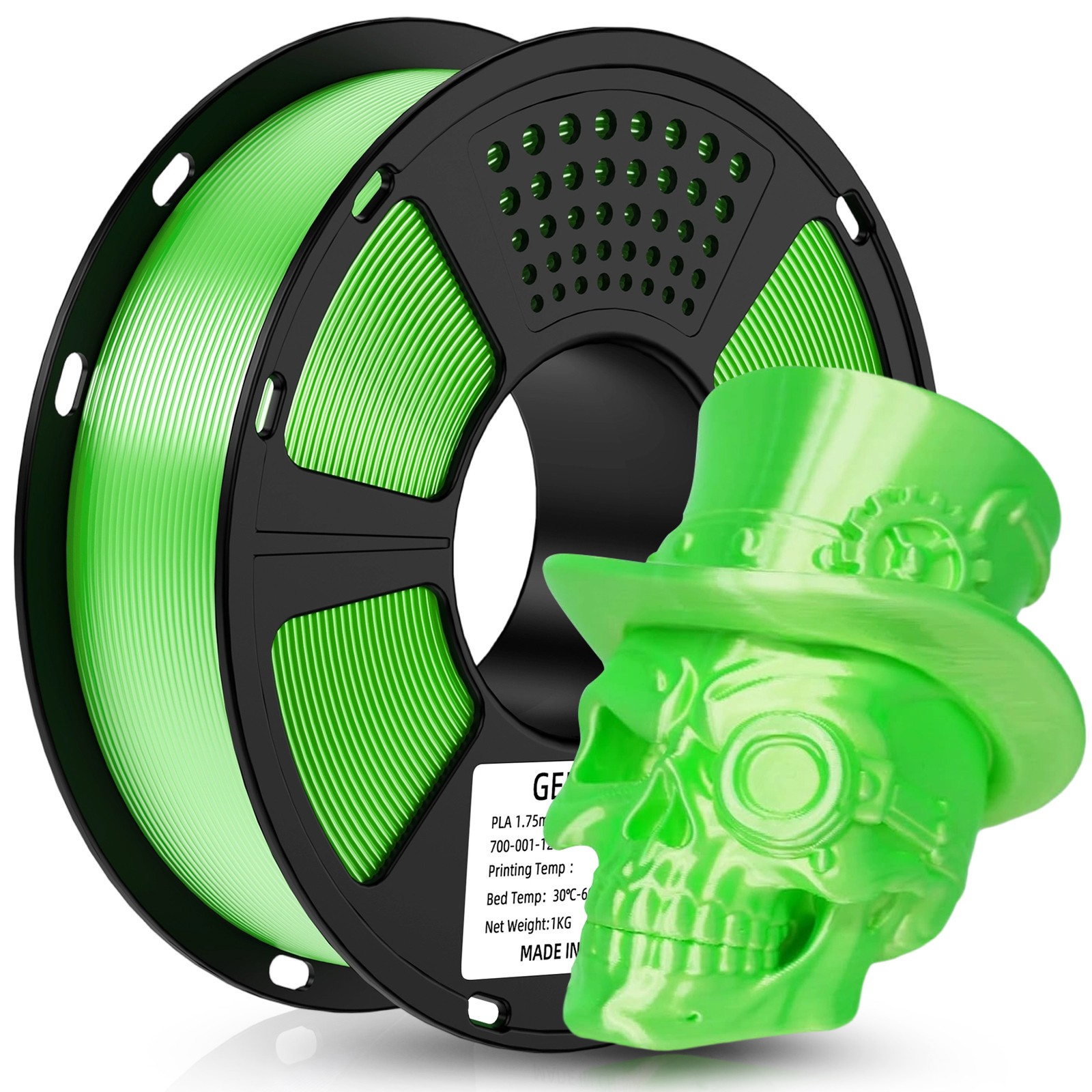 Geeetech Silk PLA Filament 1.75mm 1kg Shiny Silk Green PLA 3D Printer Filament
