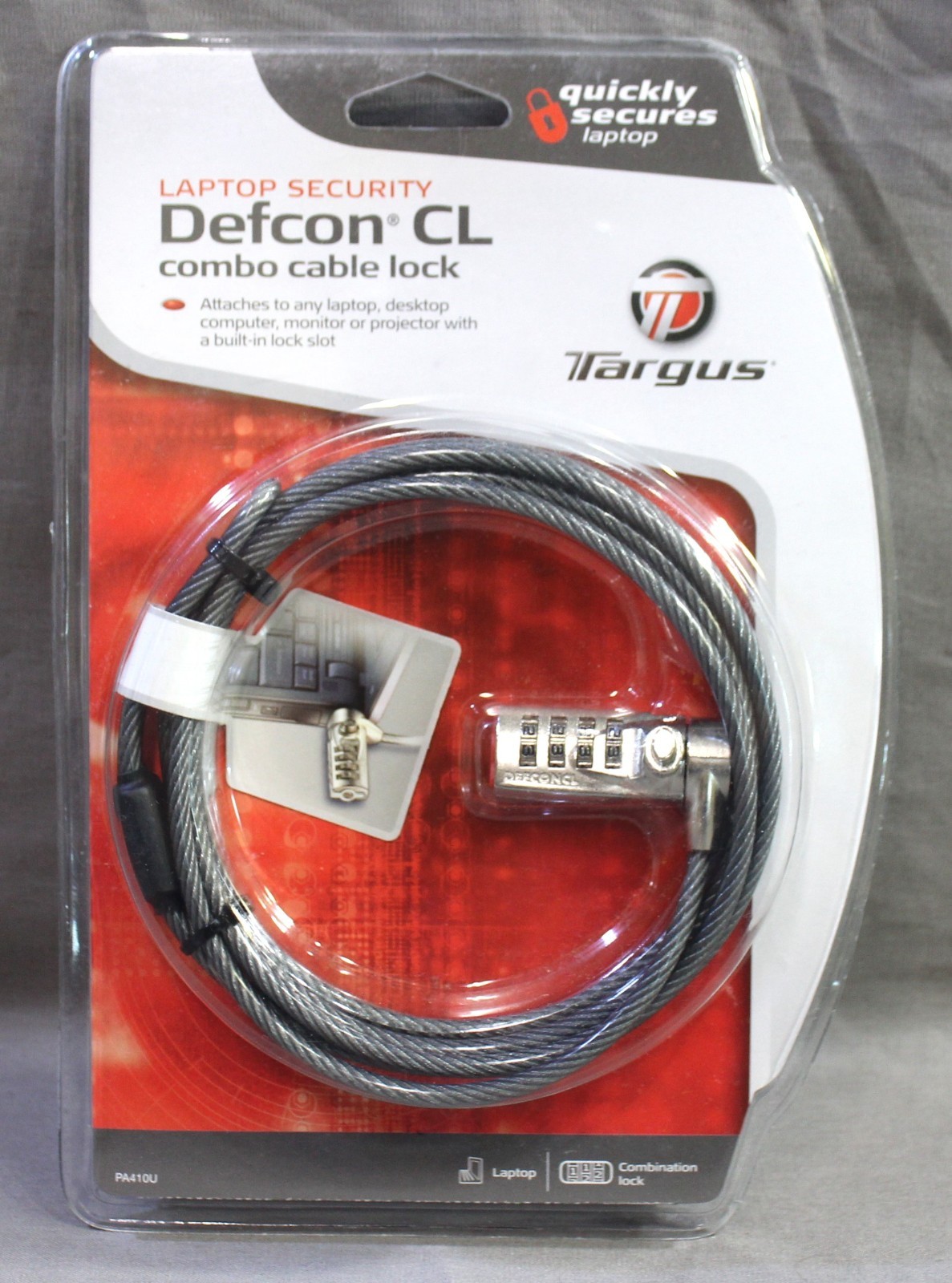 Targus ~ Laptop Security Defcon CL Combo Cable Lock ~ PA410U ~ NEW