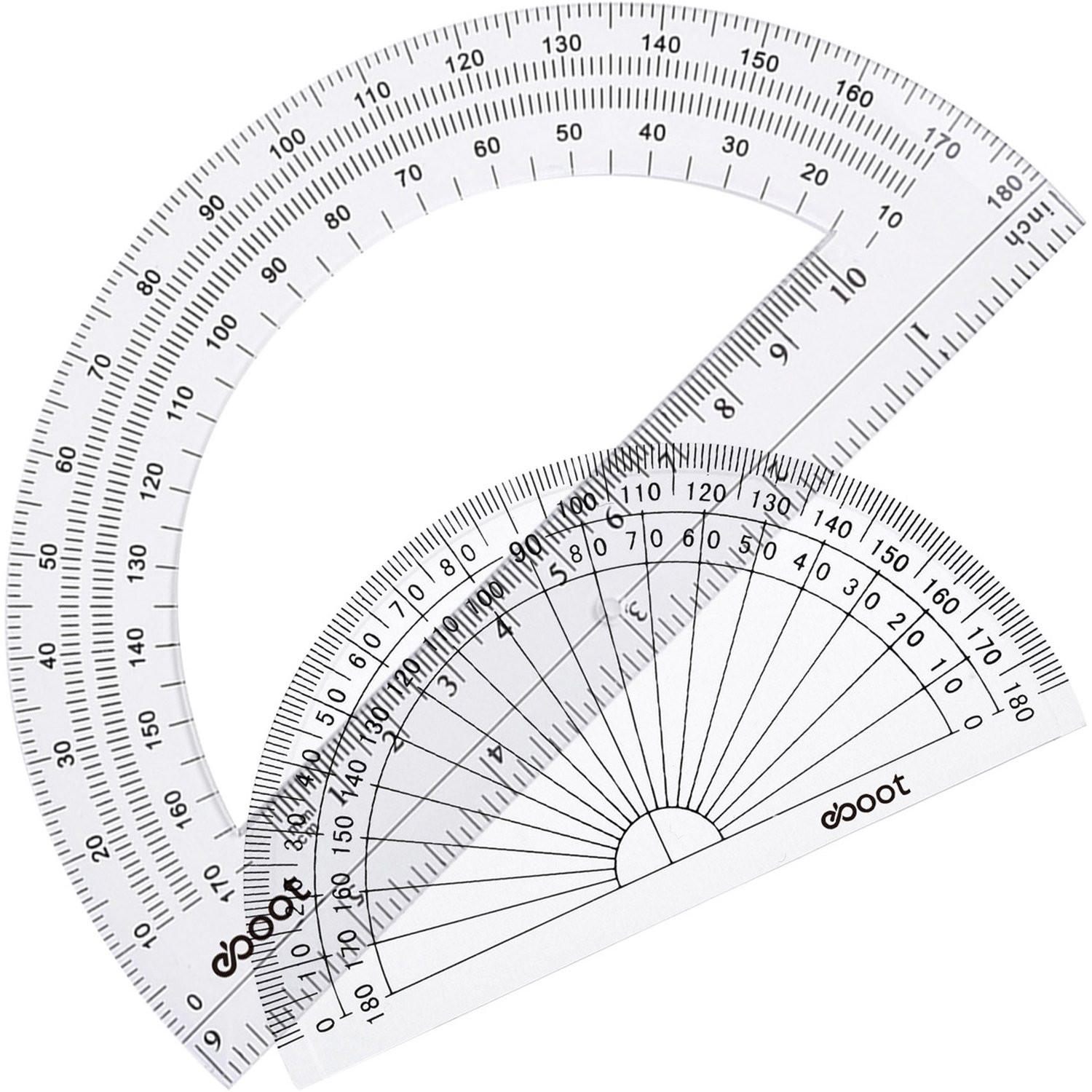 Clear Plastic Protractor 2 Pcs 6 Inch 4 Inch 180 Degree Math Geometry Tool