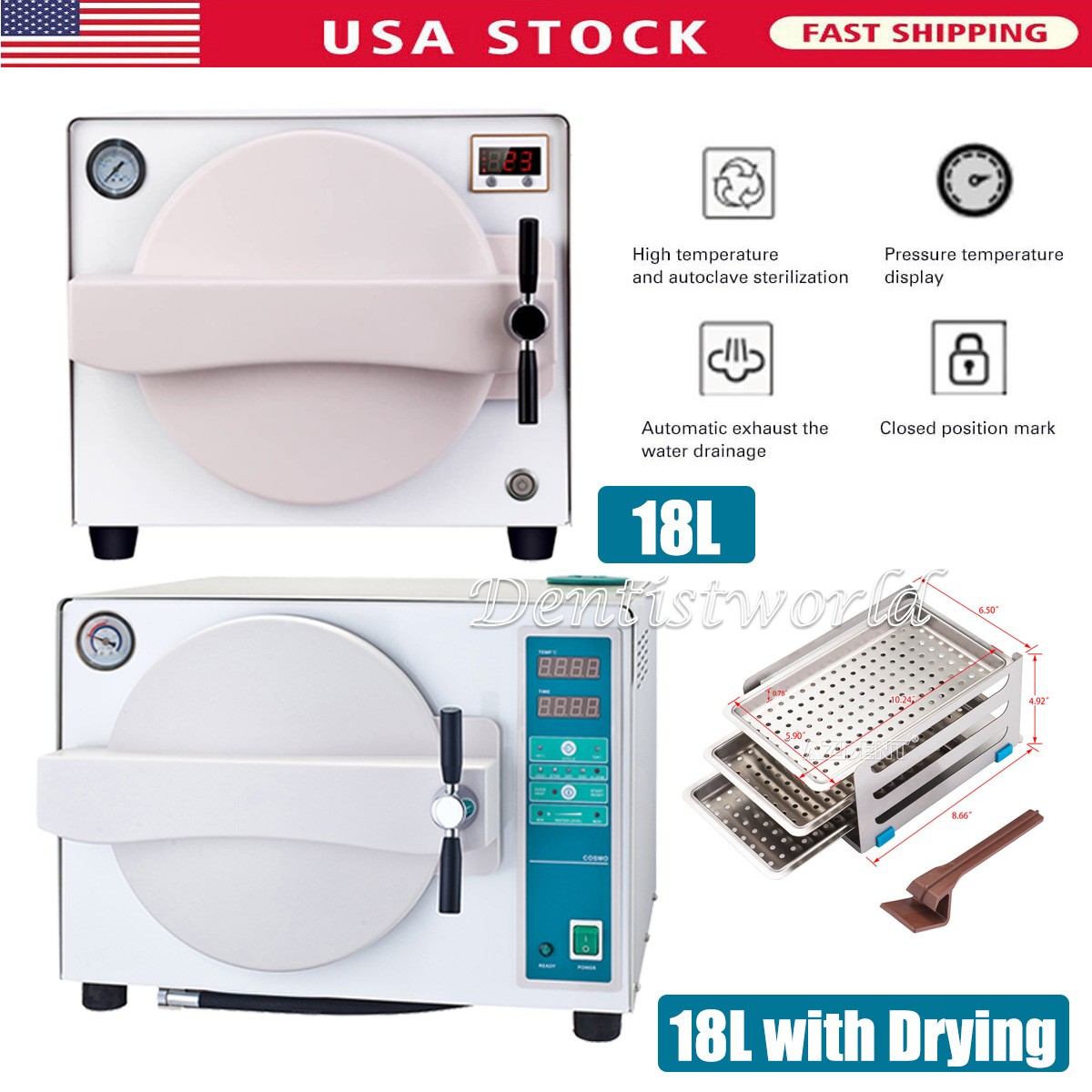 Dental Autoclave Steam Sterilizer Medical Sterilizition Drying Sterilizing Case