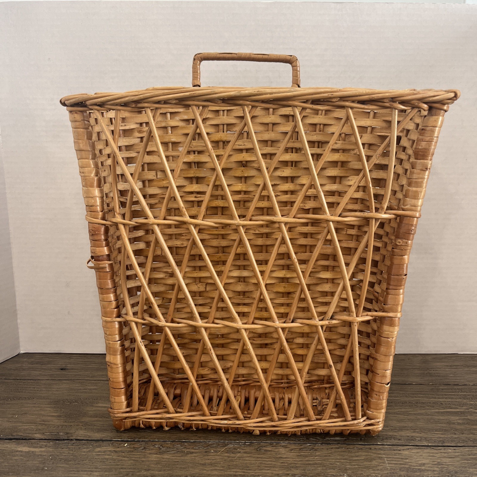 Vintage Basket Wall Hanging Magazine Organizer Wicker Rattan Natural Boho MCM