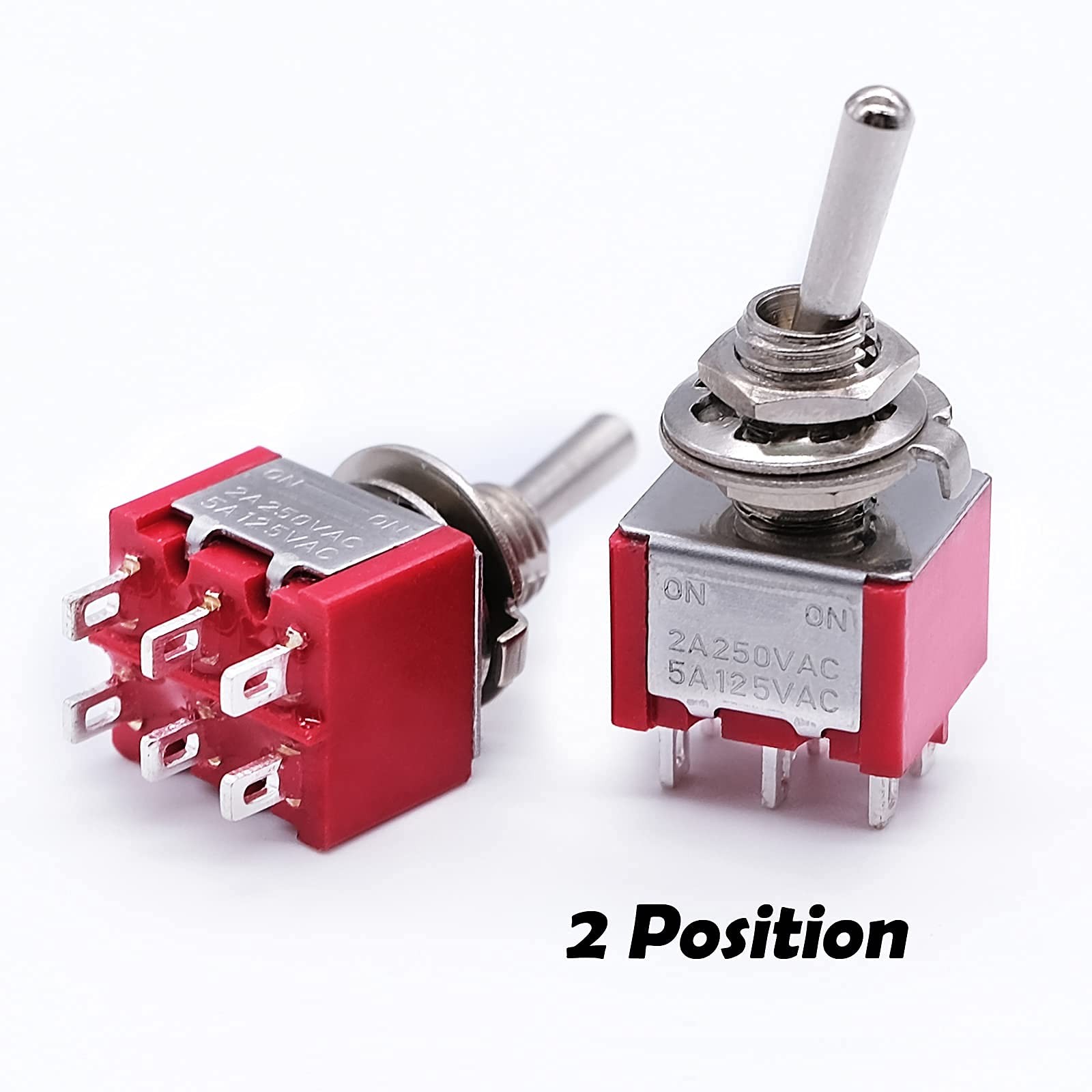 mxuteuk 8pcs 6 Pin 2 Position DPDT Mini Miniature Toggle Switch 6Pin ON/ON