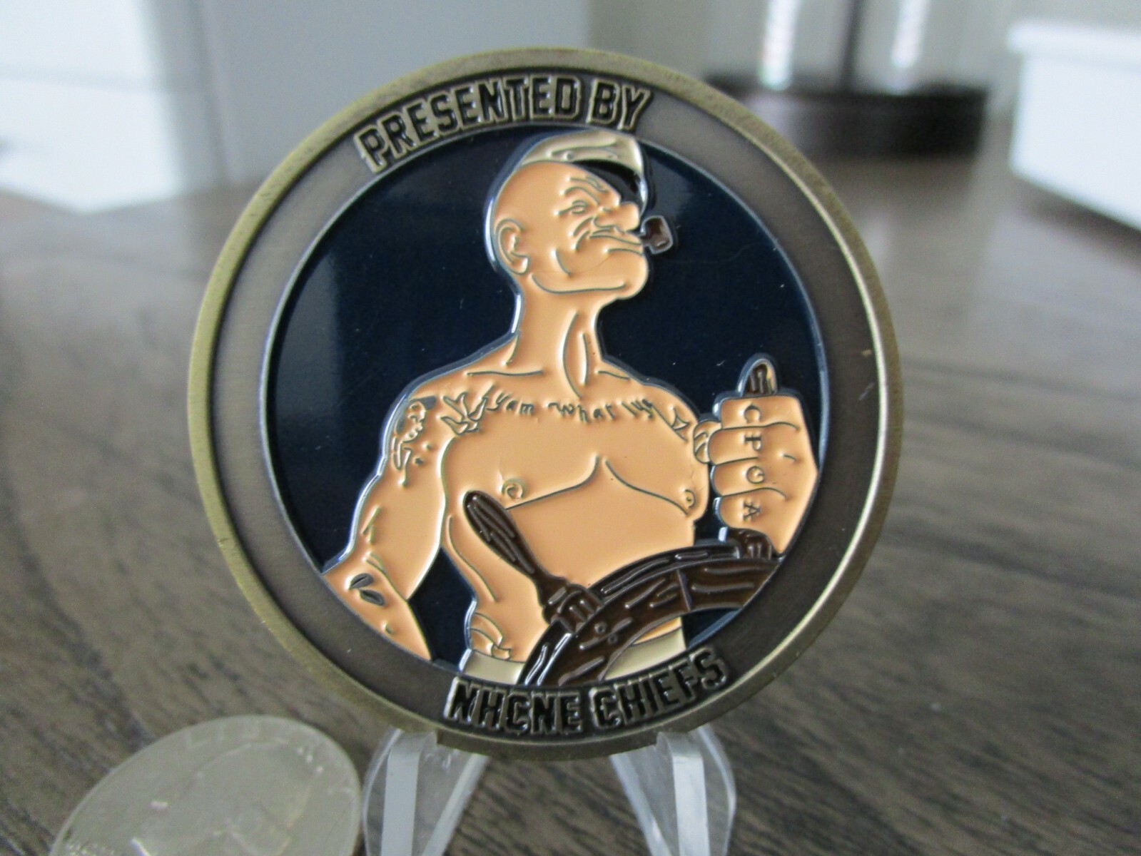 USN Naval Health Clinic New England NHCNE Chiefs CPO Popeye Challenge Coin #746G