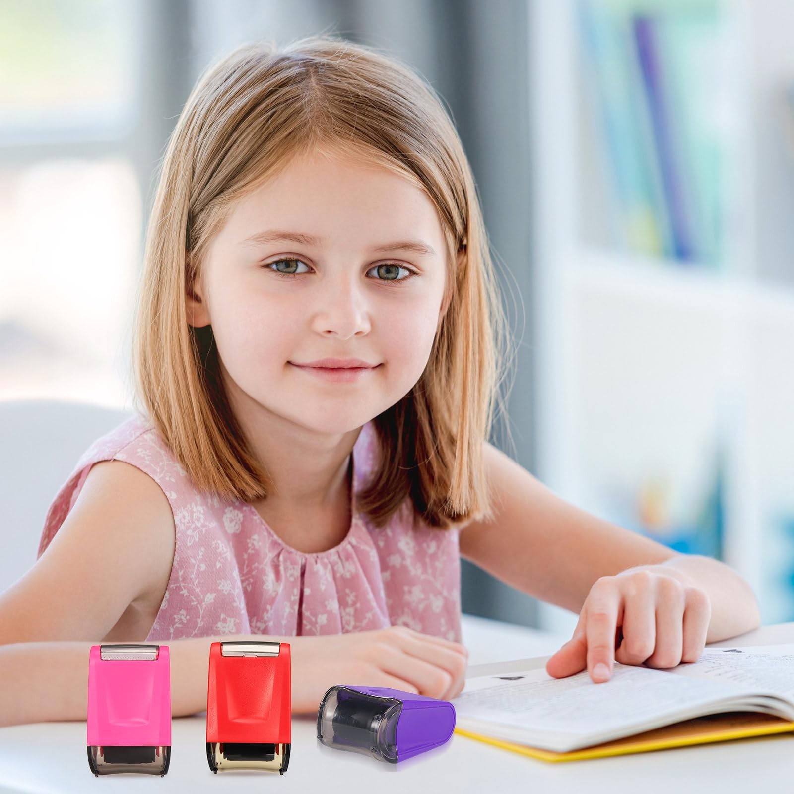 6 PCS Dashed Handwriting Lines Practice Roller Stamp 6 Colors Self Inking Toy