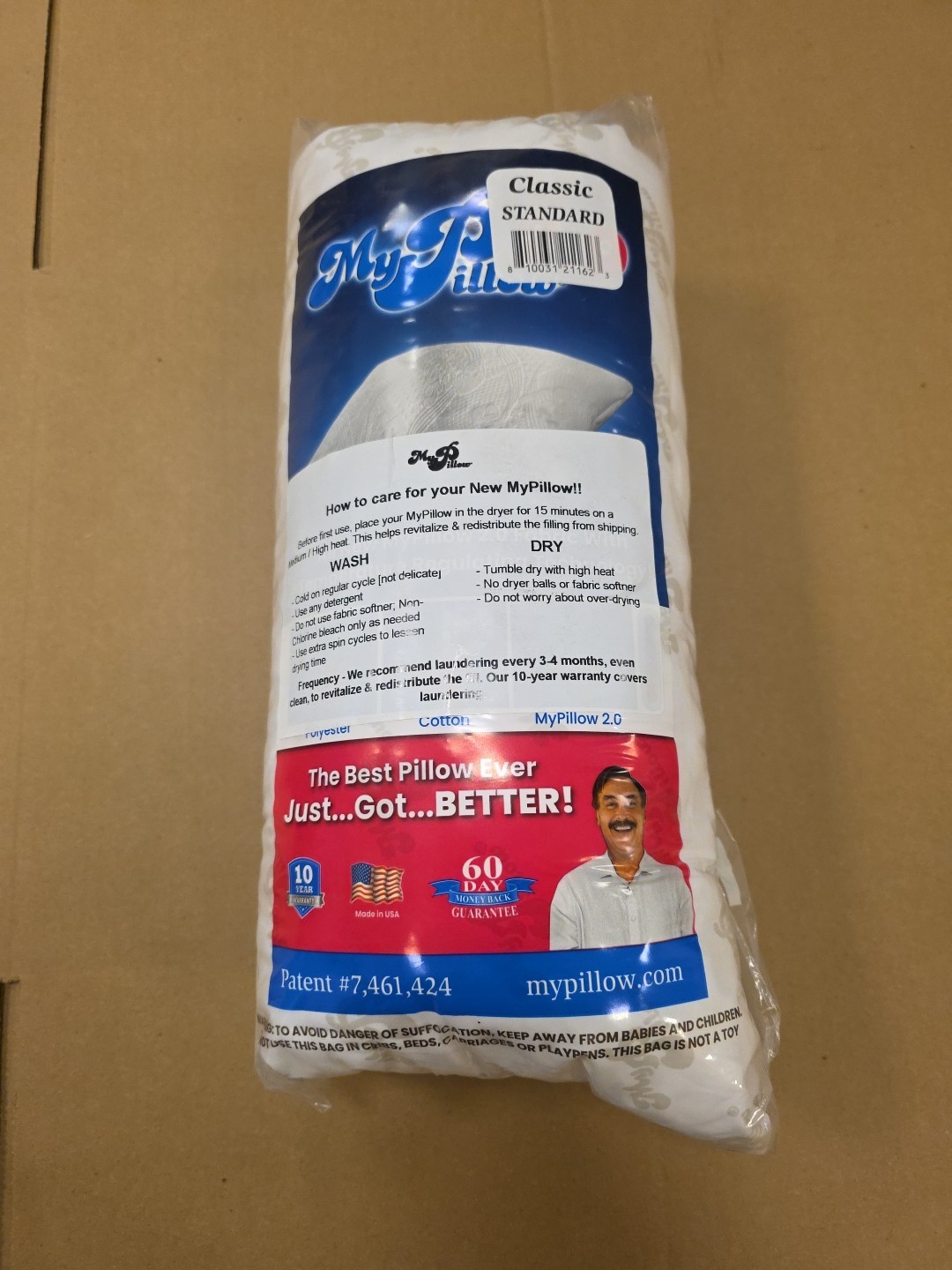 My Pillow Classic Standard Fill Bed Pillow - Washable & Dryable USA NEW SEALED