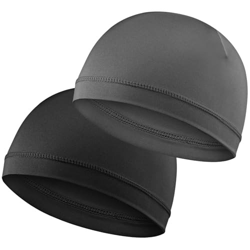 2 Pcs Men Skull Caps Beanie Multifunctional Sleep Hats 0 Black，dark Grey