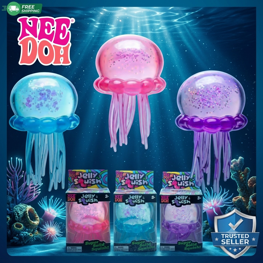 Jellyfish Squishy Stress Toy Glitter Jelly Fidget Sensory Squeeze Kids Gift