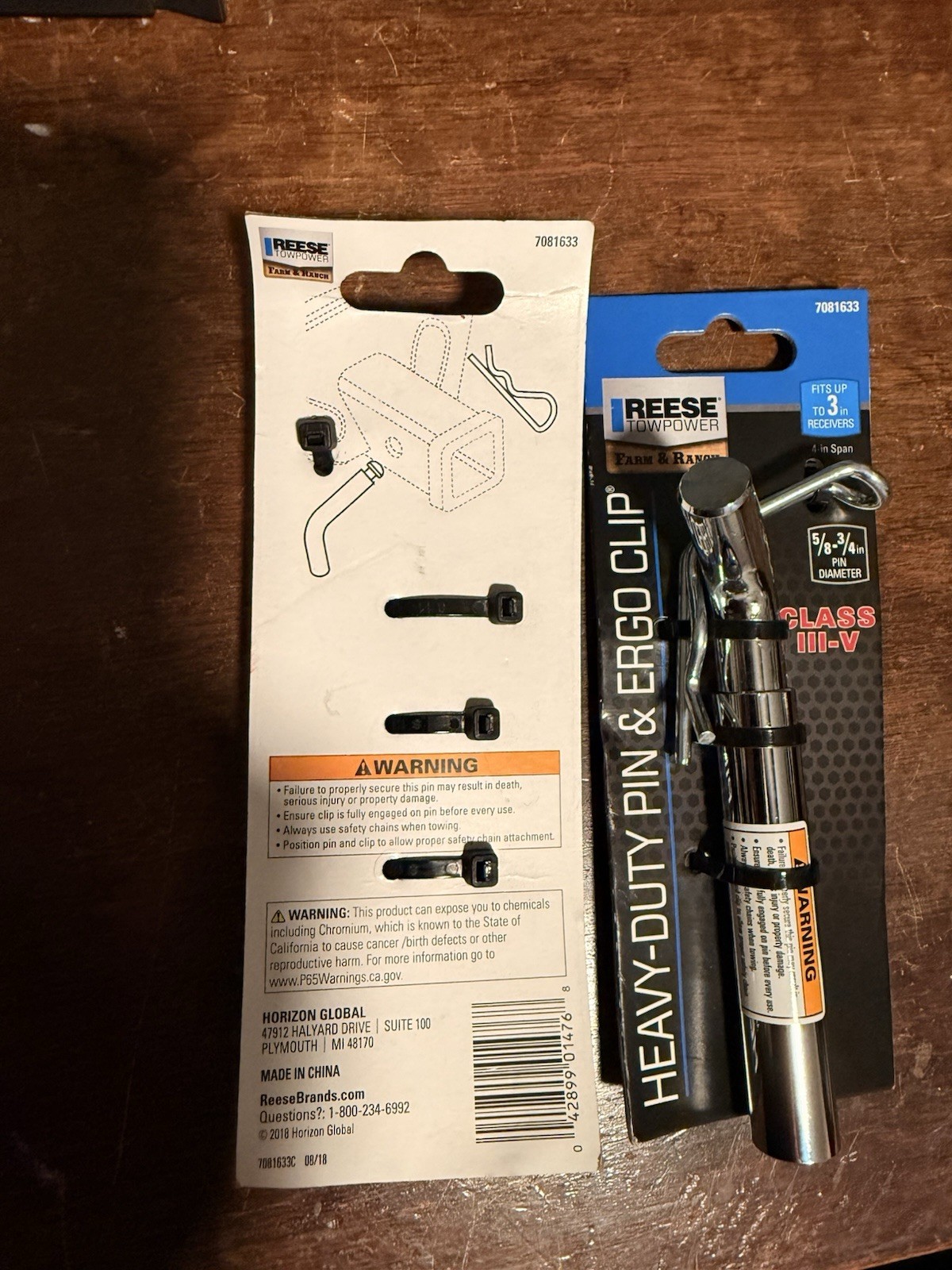 Reese Towpower Chrome Heavy-Duty Hitch Pin & Ergo Clip Class III-V 7081600