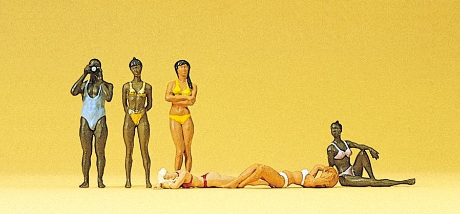 Preiser HO Scale Model Figure/People Set Recreation & Sports Female Bathers 6-Pk