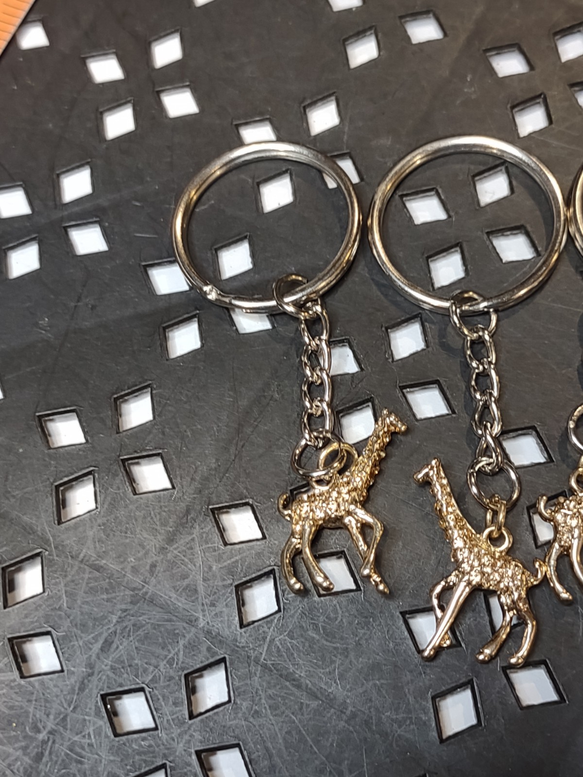 Set Of 3 Matching Giraffe Keychains / Keyrings
