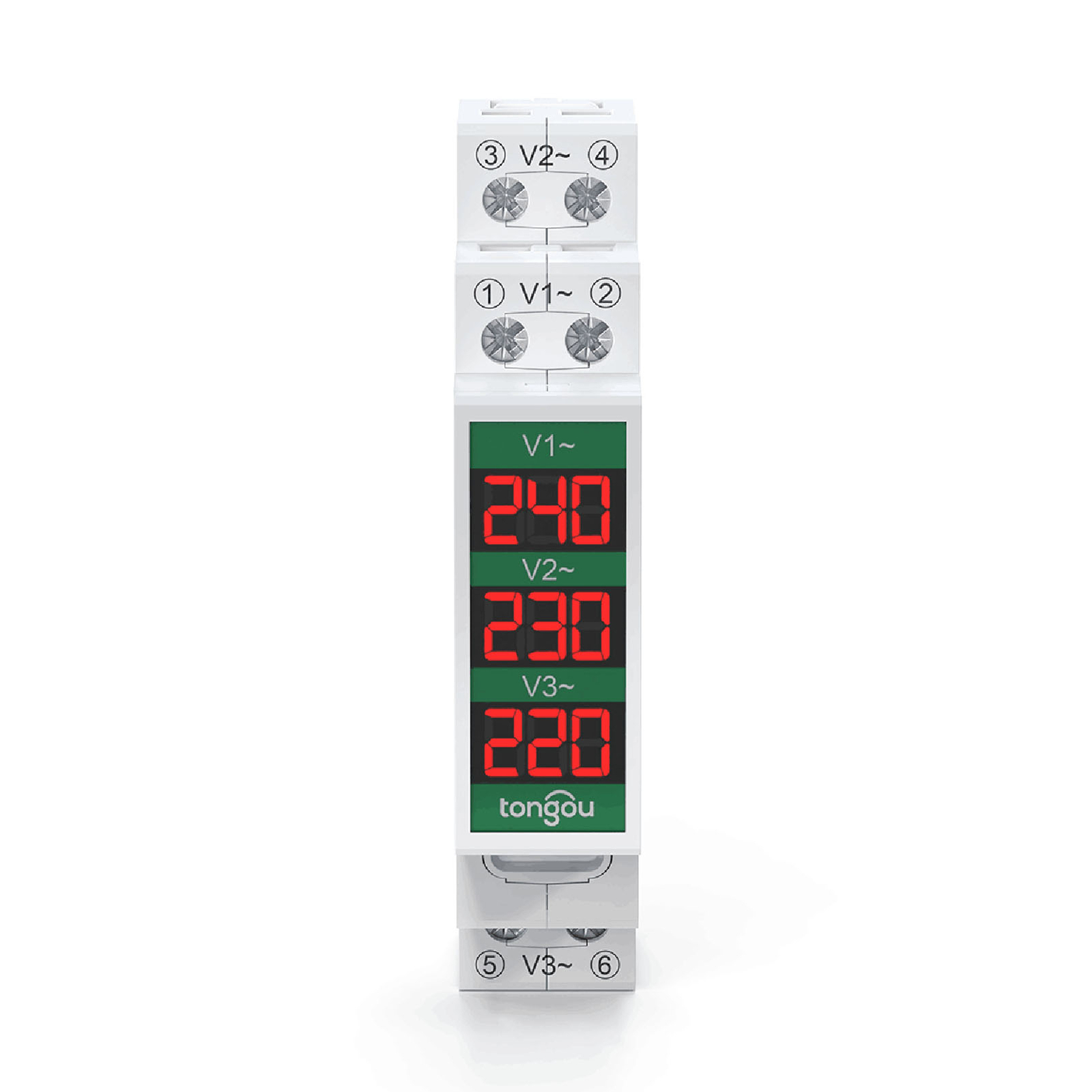 80~500V Three Phase 35mm Din Rail Mount Voltage Meter Modular Voltmeter K3S8
