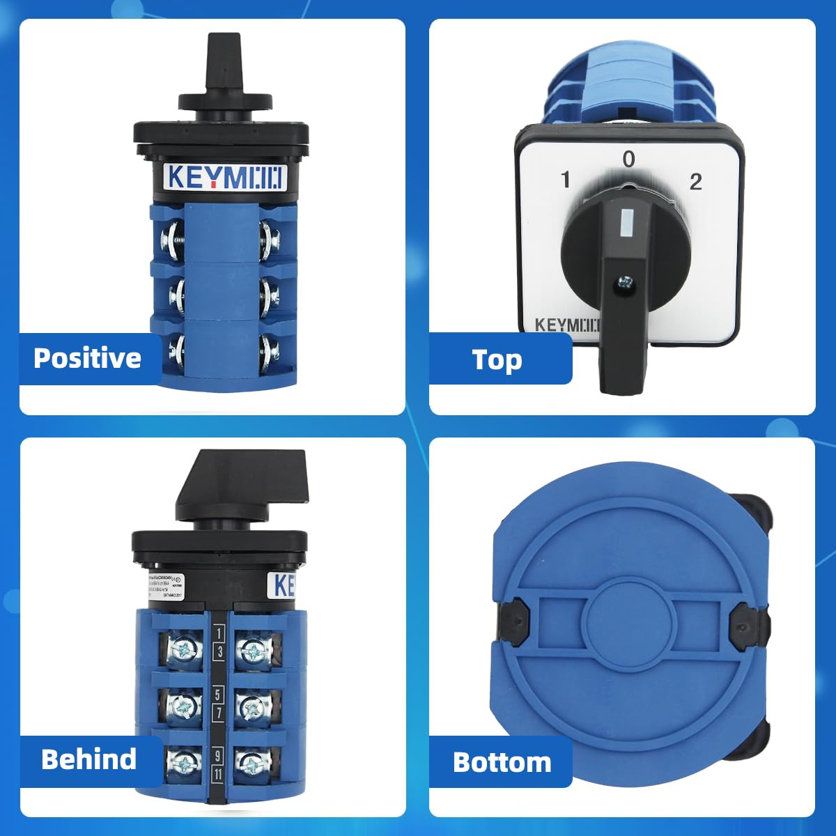 63A Rotary Change-Over Switch with Copper Cable Connector, 660V 3 Position 3 Pha