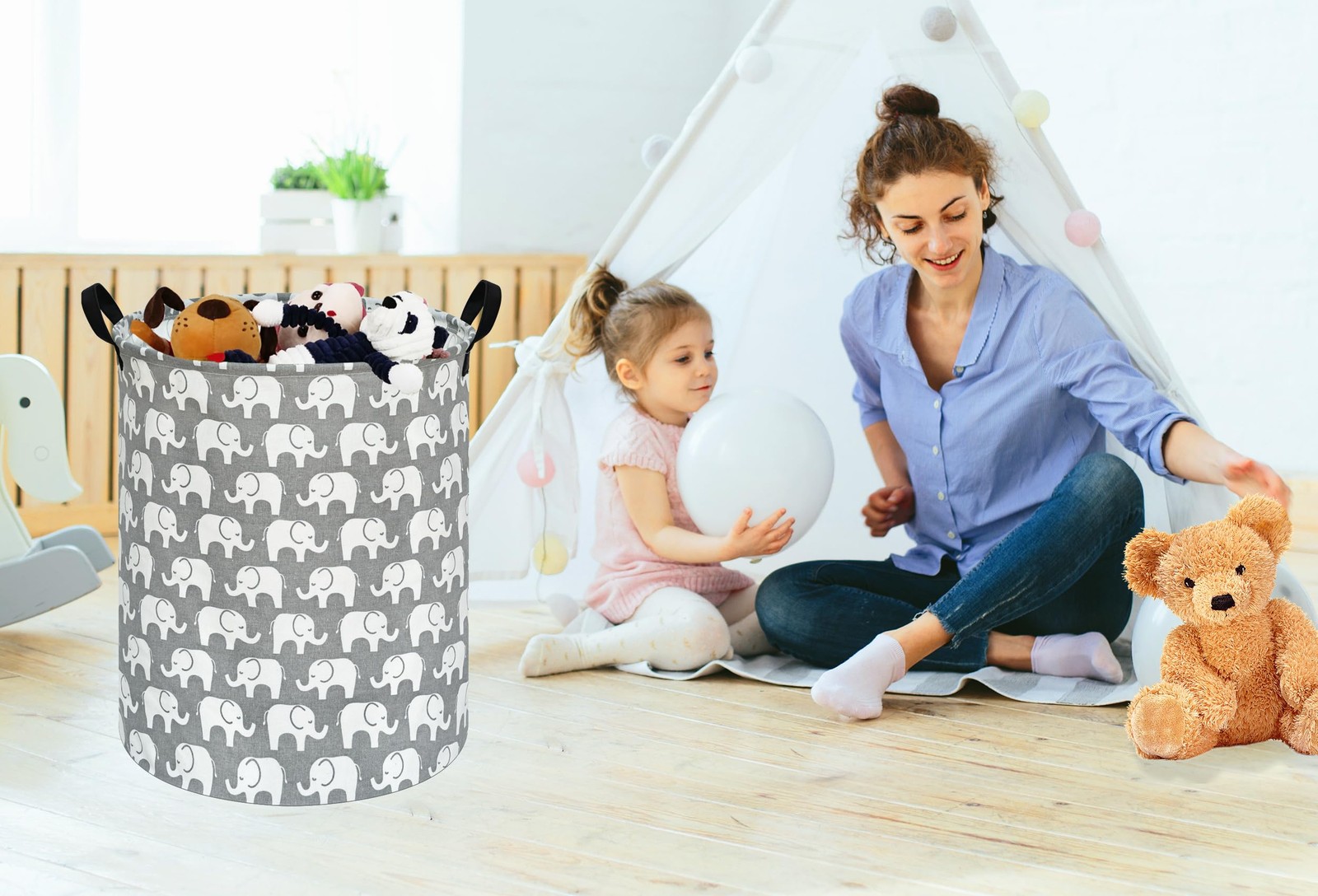 KUNRO Round Laundry Gift Basket Storage Hamper, Clothes Storage Organizer Bin...