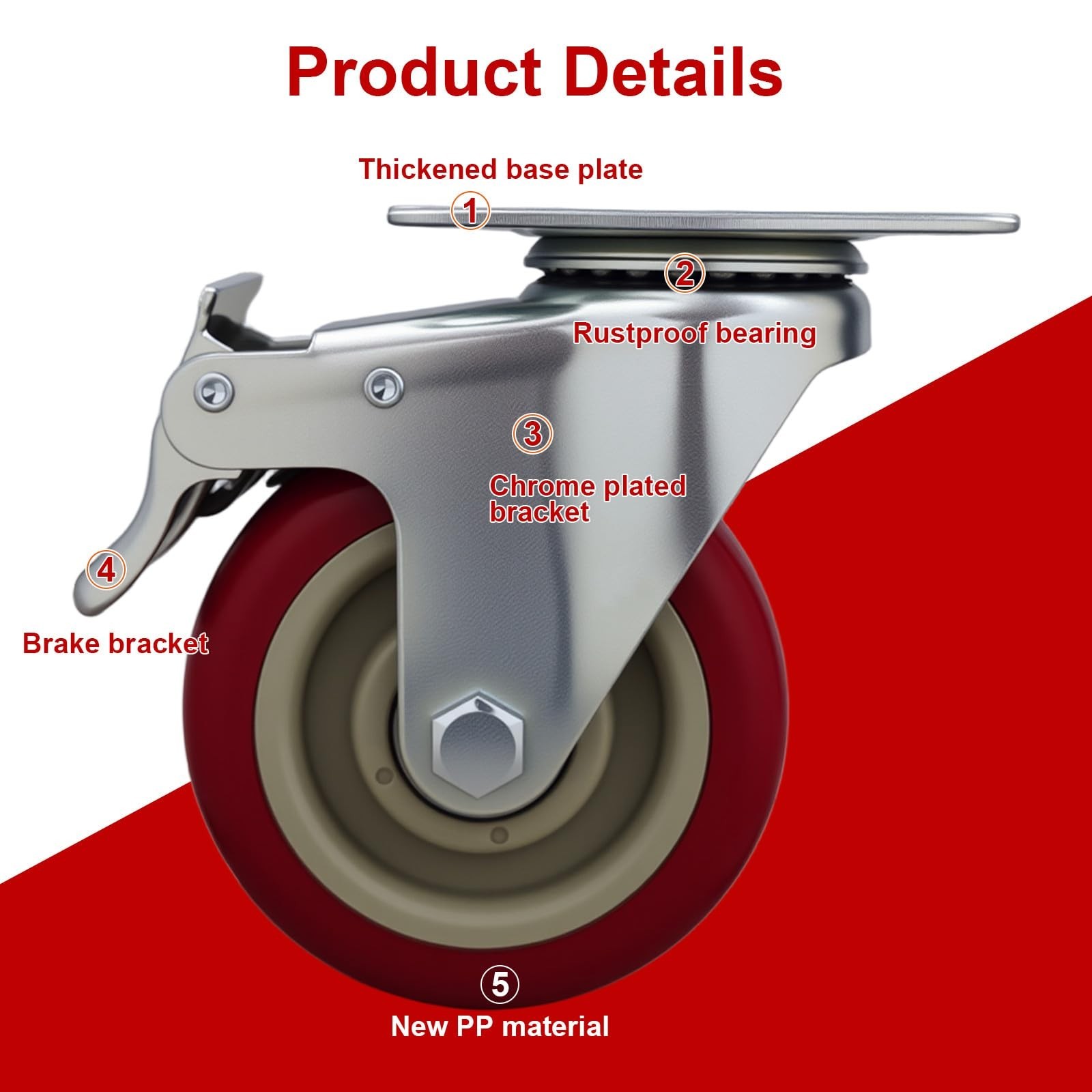 6 Pcs 4 Inch Heavy Duty Casters, (6 casters Load Capacity 3300 lbs) Lockable ...