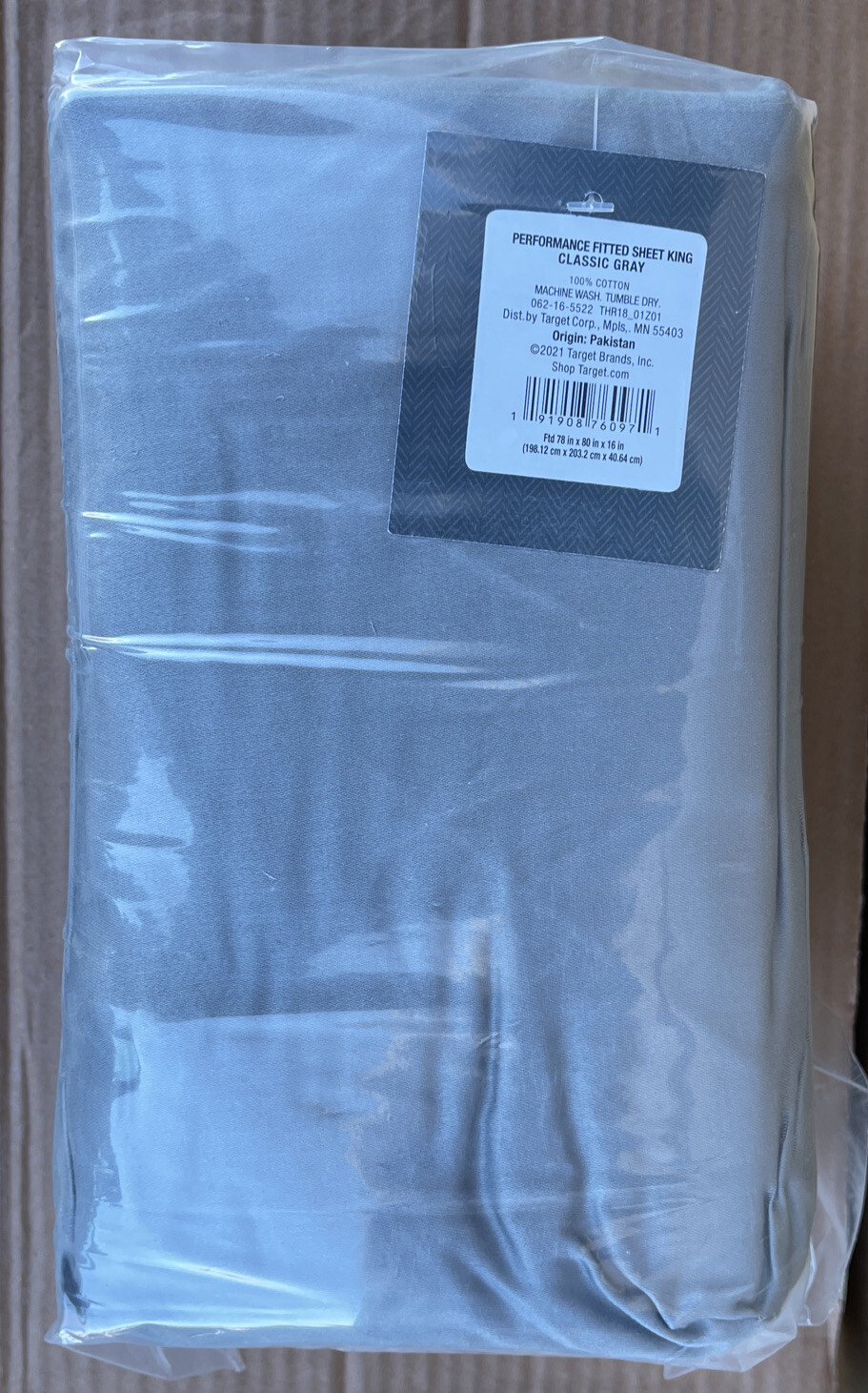 Performance Fitted Sheet, King Size, 400 TC, 100% Cotton, Classic Color Gray—-28