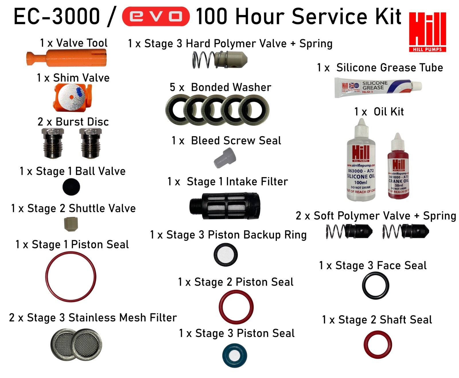 Hill Pumps Full Service 100 Hour Kit EC-3000 Evo 310 Z3000-527