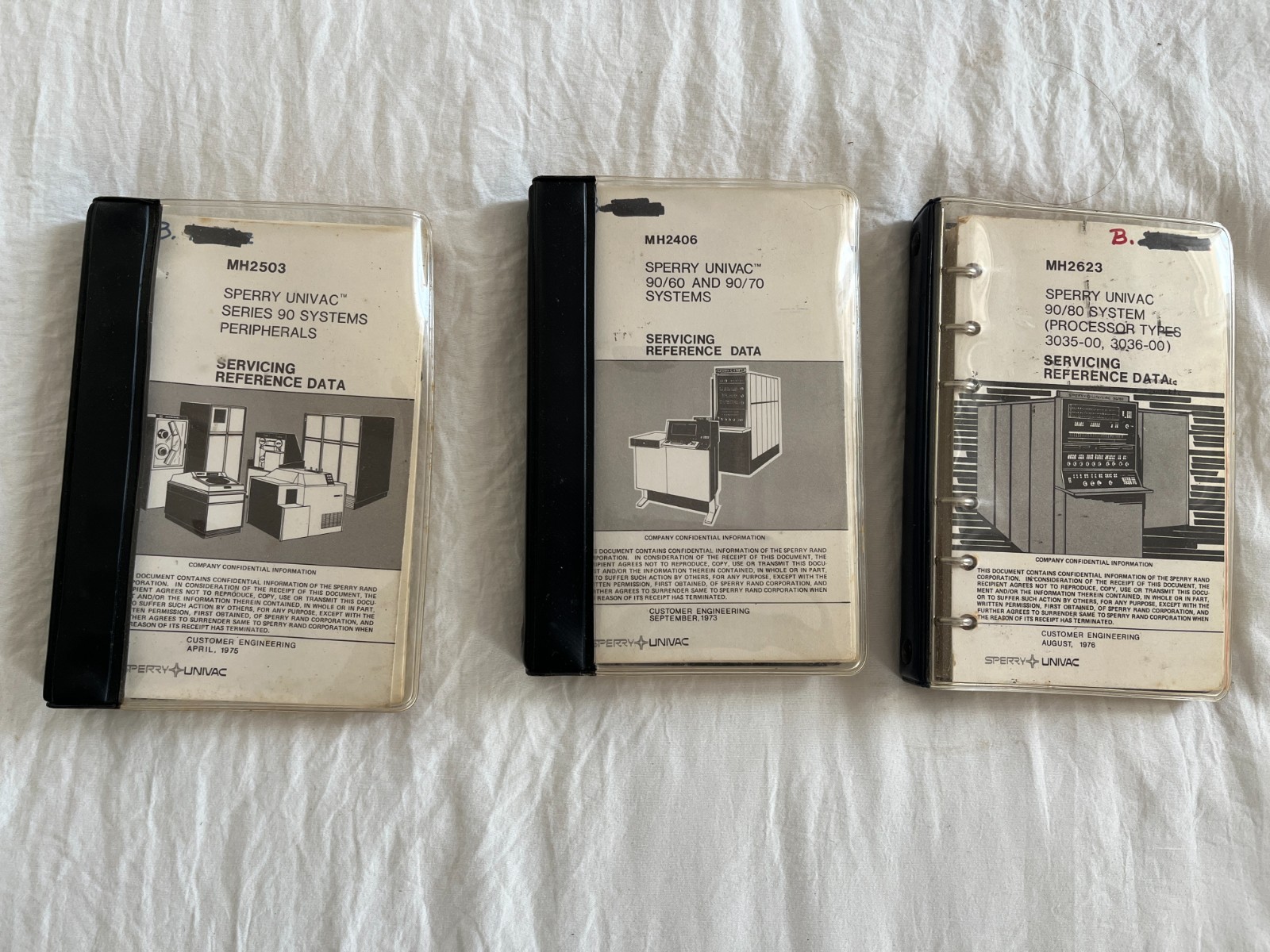 1973- Sperry Univac System Servicing Reference Data Booklets (Lot of 3)