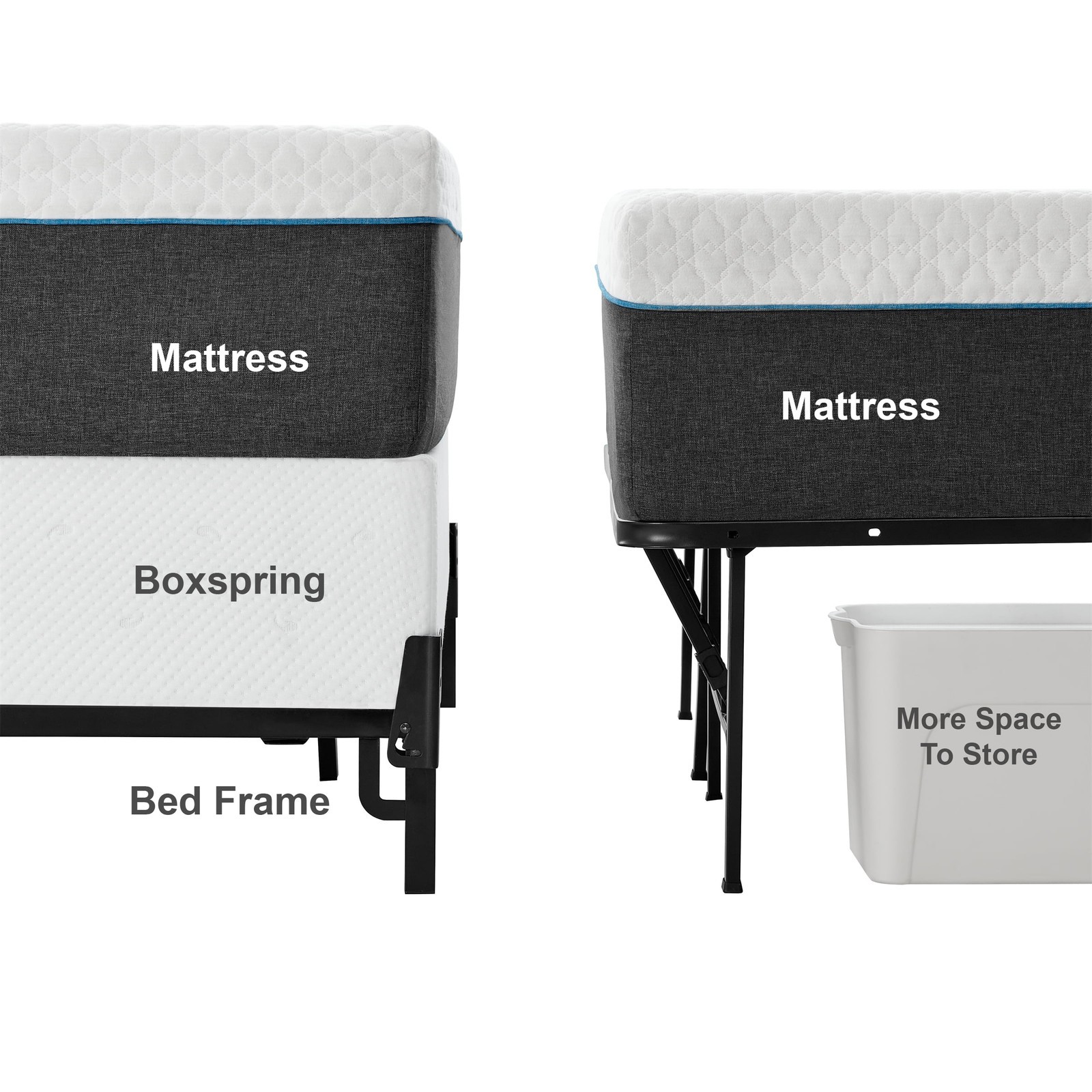 14" High Quad Fold Steel Platform Bed Frame Twin