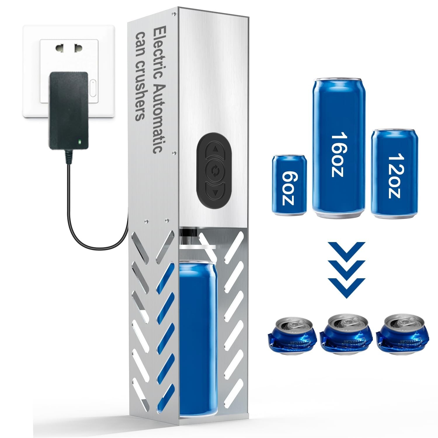 Electric Can Crusher for Recycling 12oz~16oz Cans, Automatic Can Crushers, Ca...