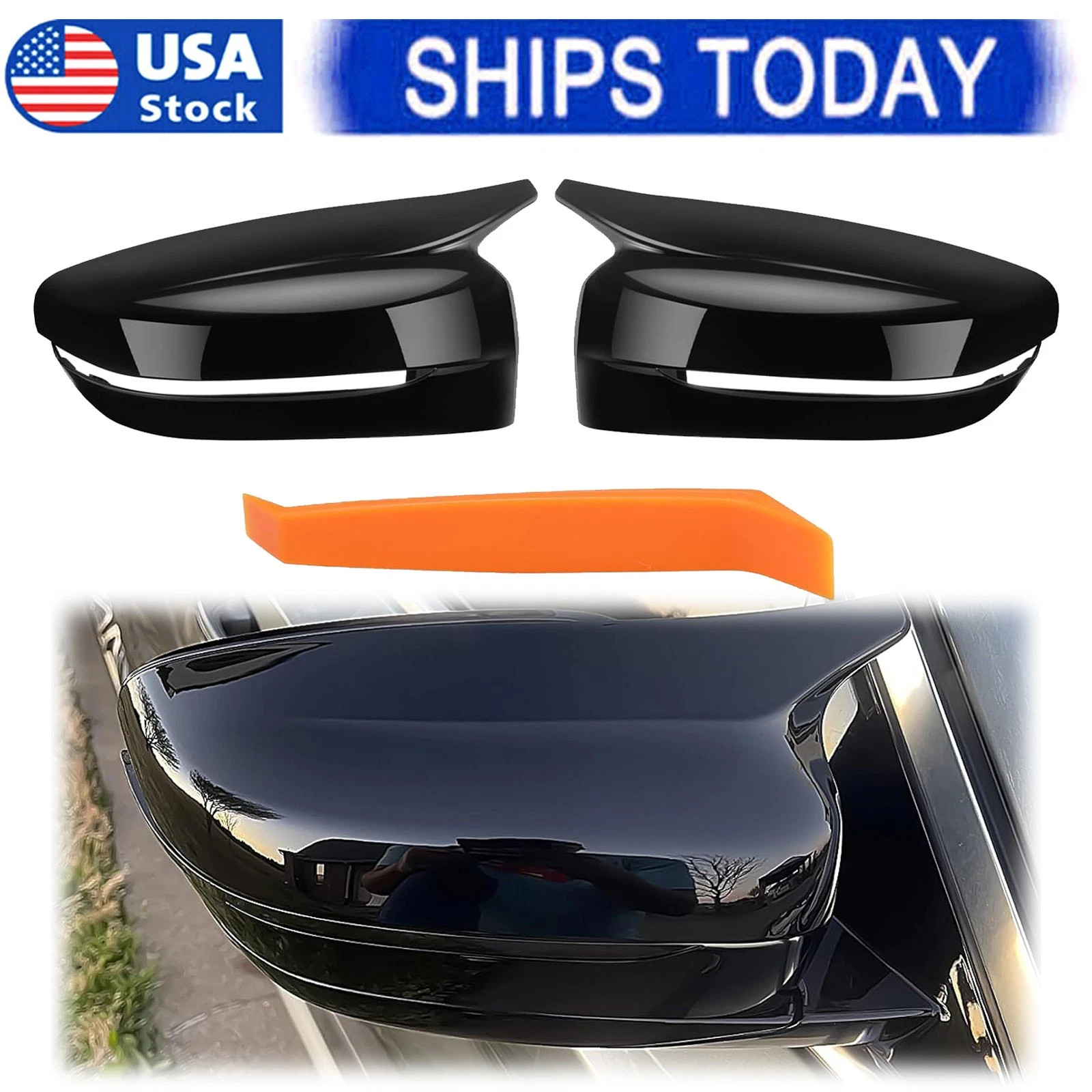 FOR BMW G30 G20 2017-2020 M STYLE GLOSSY BLACK REAR SIDE WING MIRROR COVER CAP