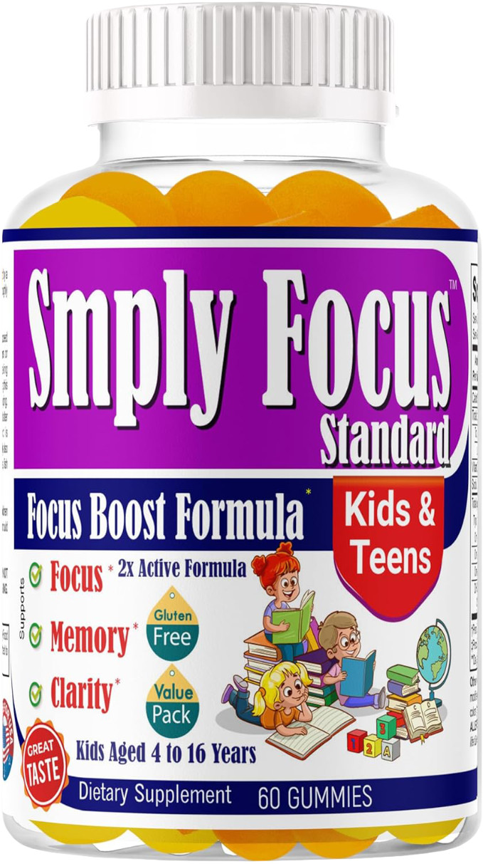Focus Gummies for Kids, Brain Supplements Gummies for Memory Attention Support