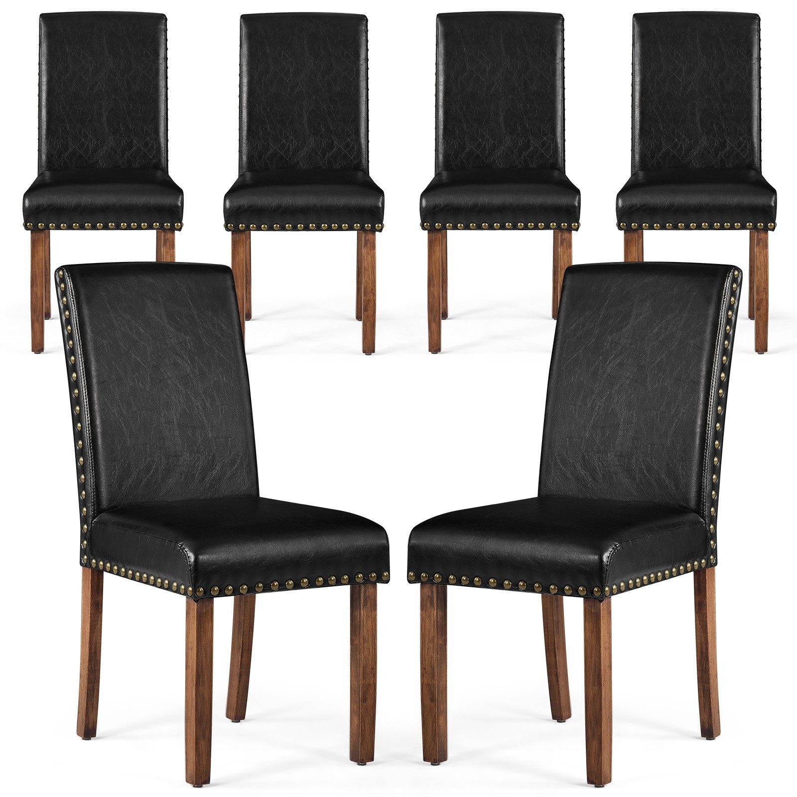 Firmoz Faux Leather Parsons Dining Chairs, Modern Side Chairs W/Solid Wood Legs