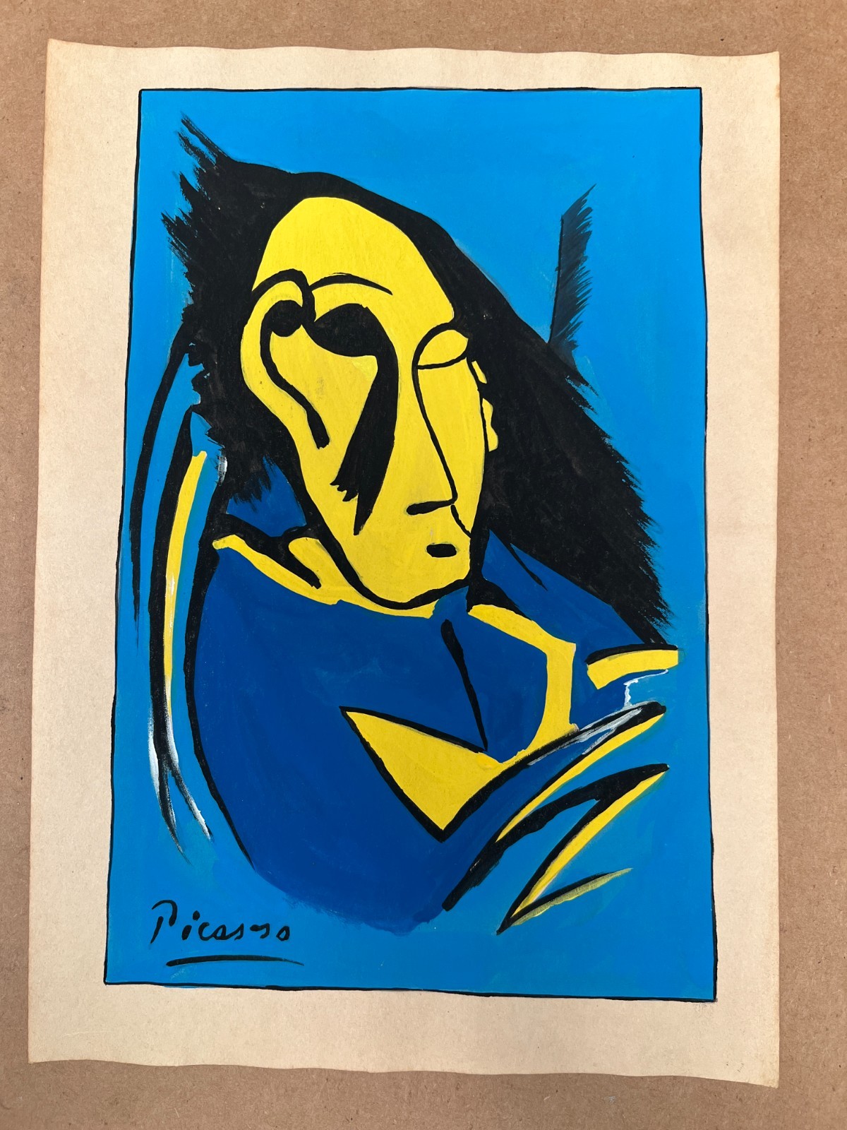 Pablo Picasso Drawing on paper (Handmade) signed and stamped mixed media.