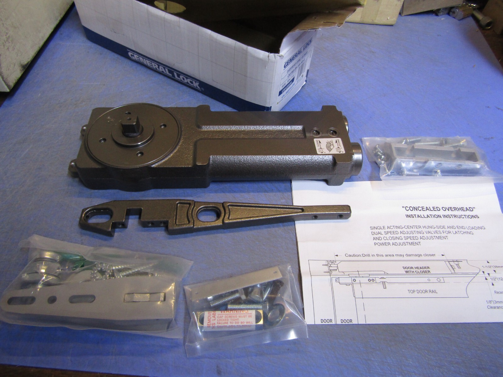 1 – General Lock Overhead Concealed Door Closer CX3700-OH-105-HO-S. NEW in Box,