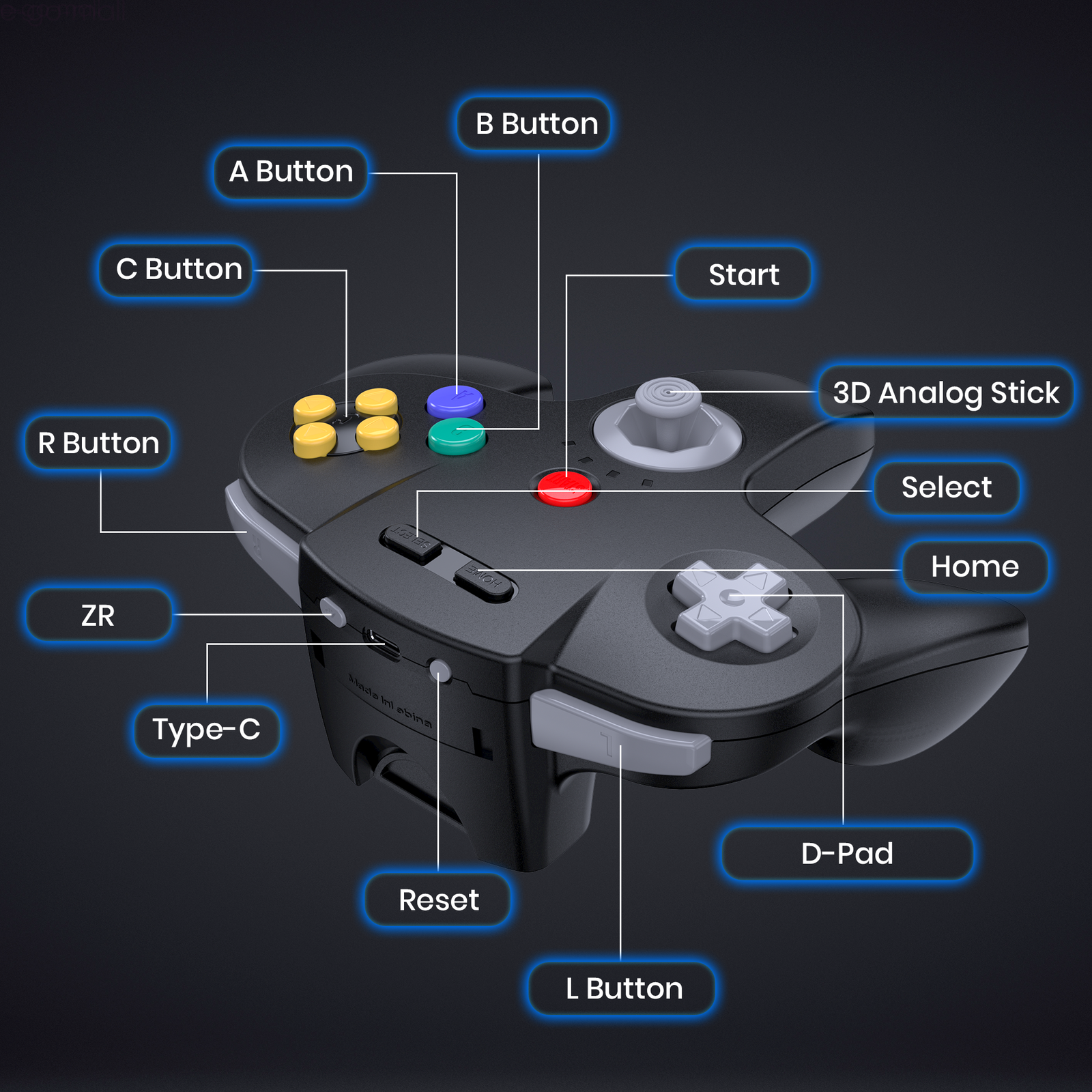 Wireless Switch N64 Controller for N64 NSO Steam/ PC Raspberry Pi Windows Mac